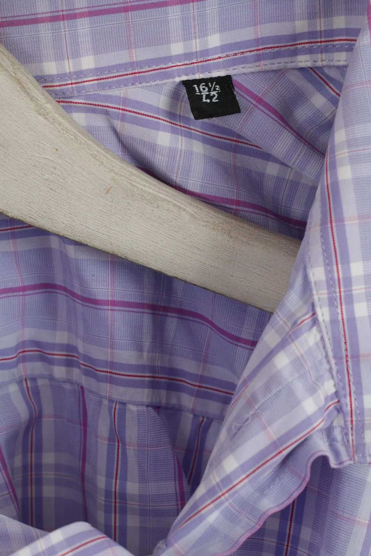 Paul Smith London Mens 16.5 42 XL Casual Shirt Cotton Purple Check Long Sleeve Top