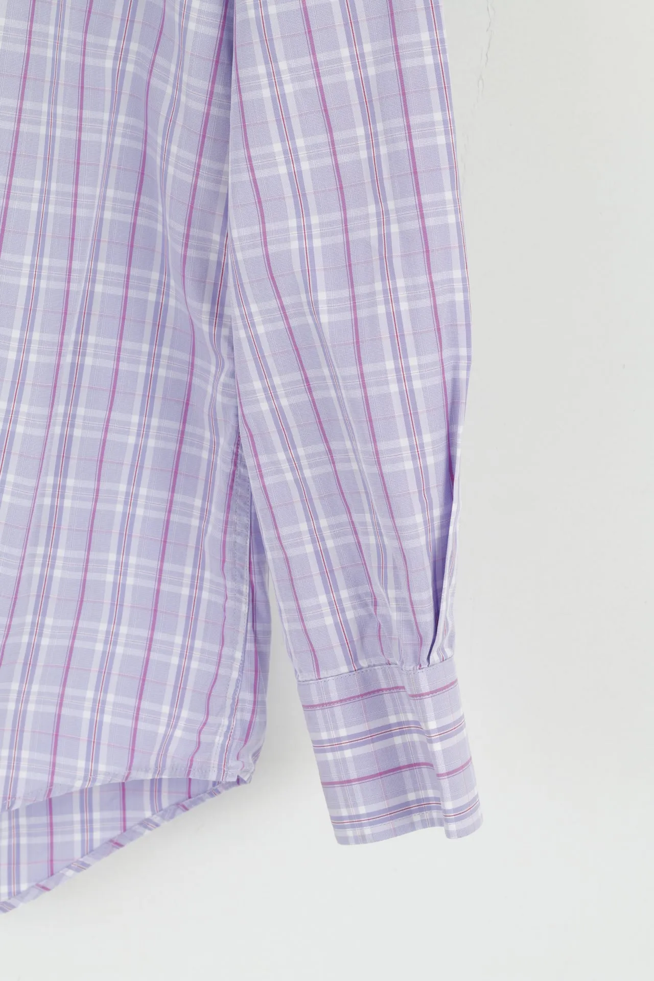 Paul Smith London Mens 16.5 42 XL Casual Shirt Cotton Purple Check Long Sleeve Top