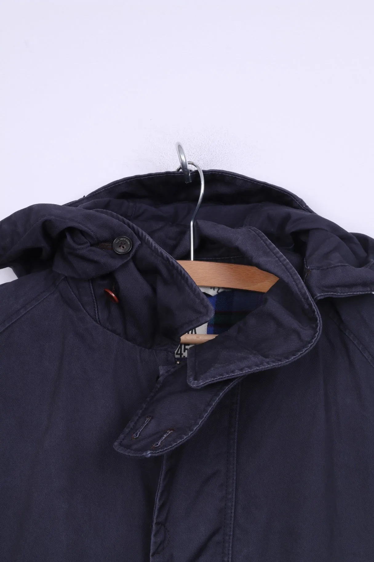 Paul Smith PSJ Mens XL Jacket Full Zipper Blue Cotton Hooded