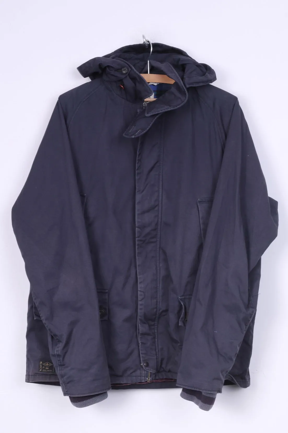 Paul Smith PSJ Mens XL Jacket Full Zipper Blue Cotton Hooded