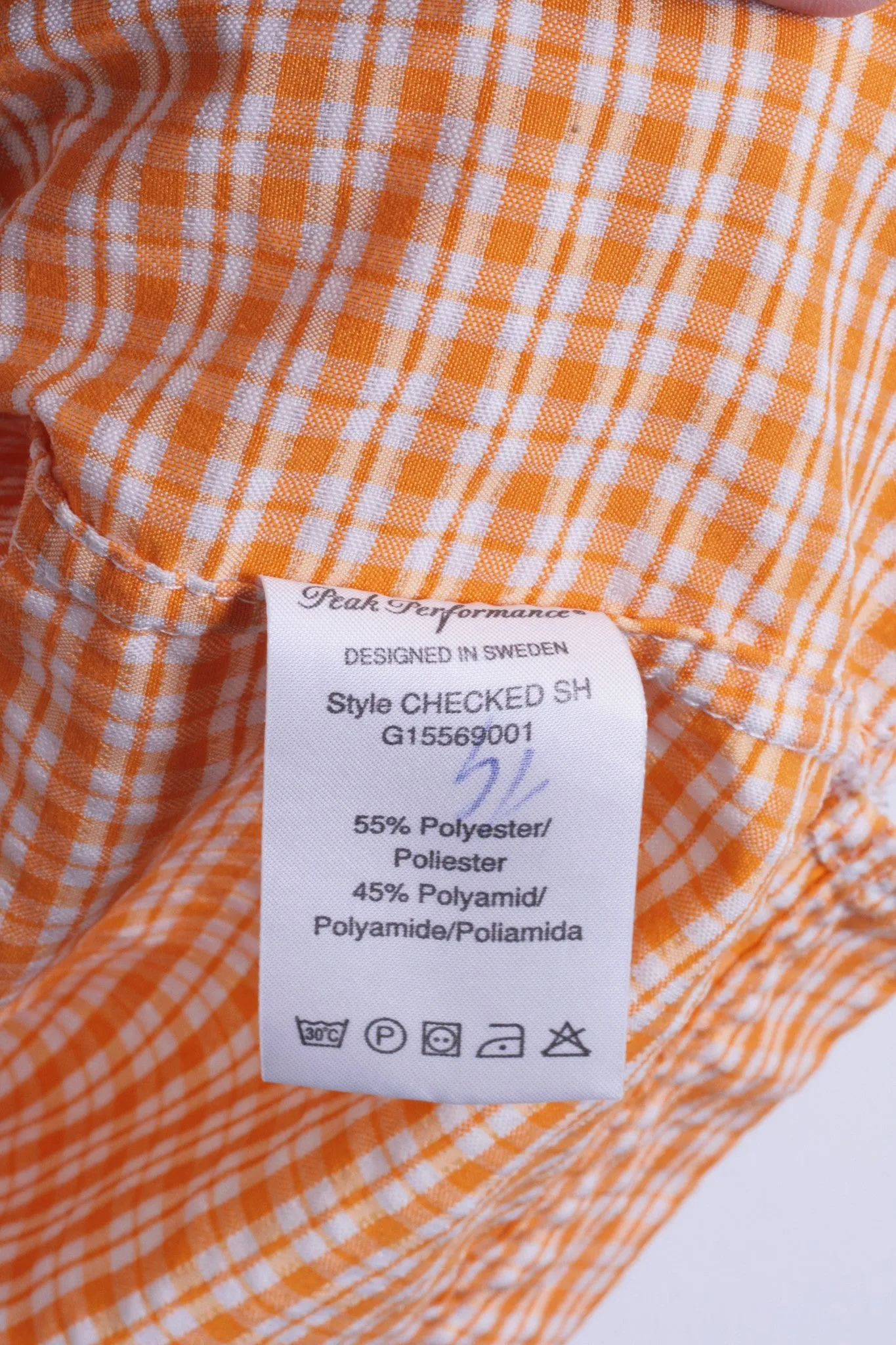 Peak Performance Mens S Outdoor Shirt Check Orange Sweden Short Sleeve