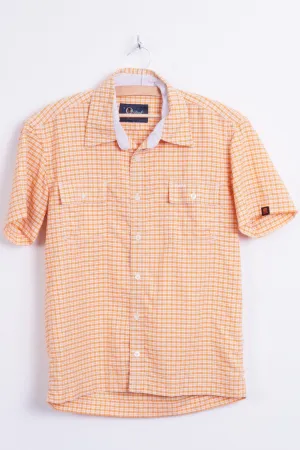 Peak Performance Mens S Outdoor Shirt Check Orange Sweden Short Sleeve