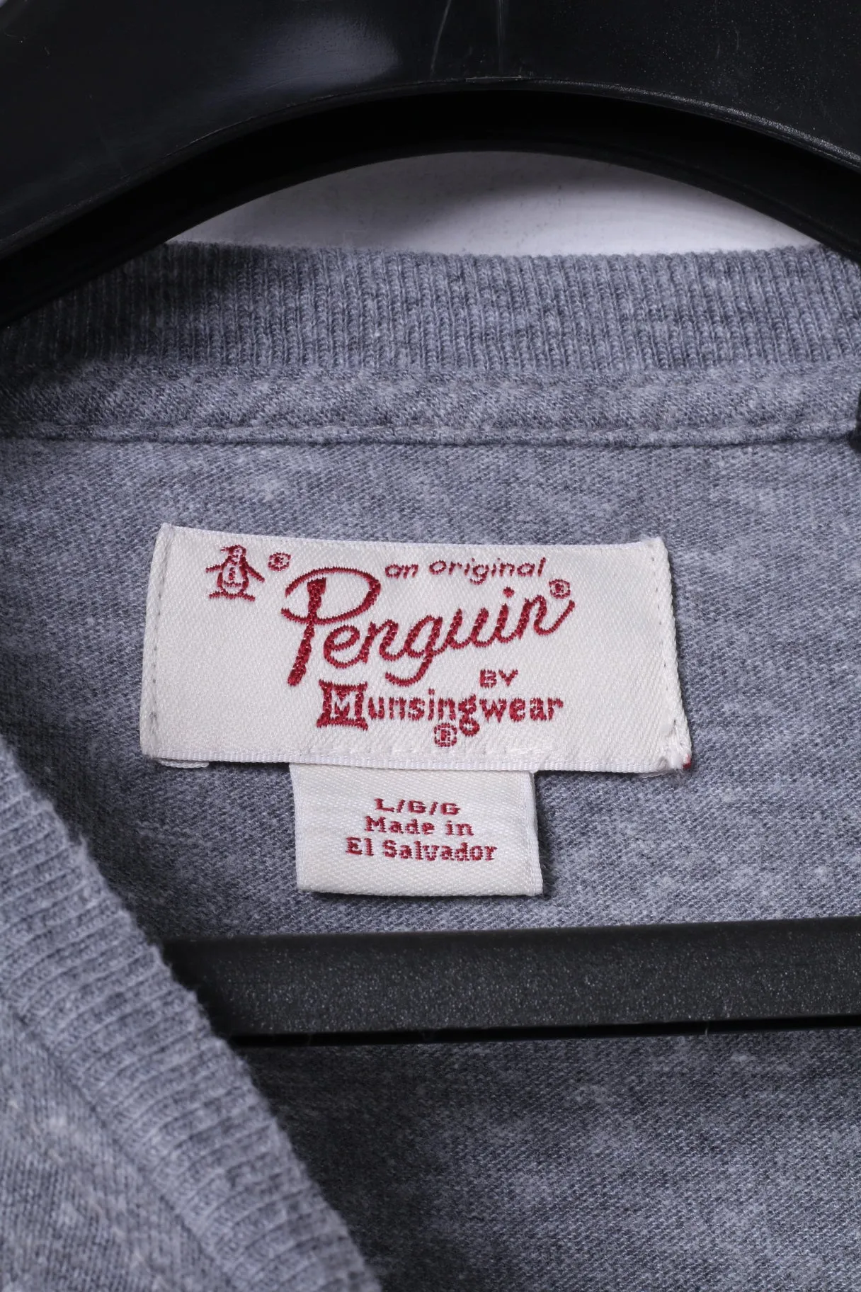 Penguin Mens L T-Shirt Grey Cotton Stretch Crew Neck Graphic Relax