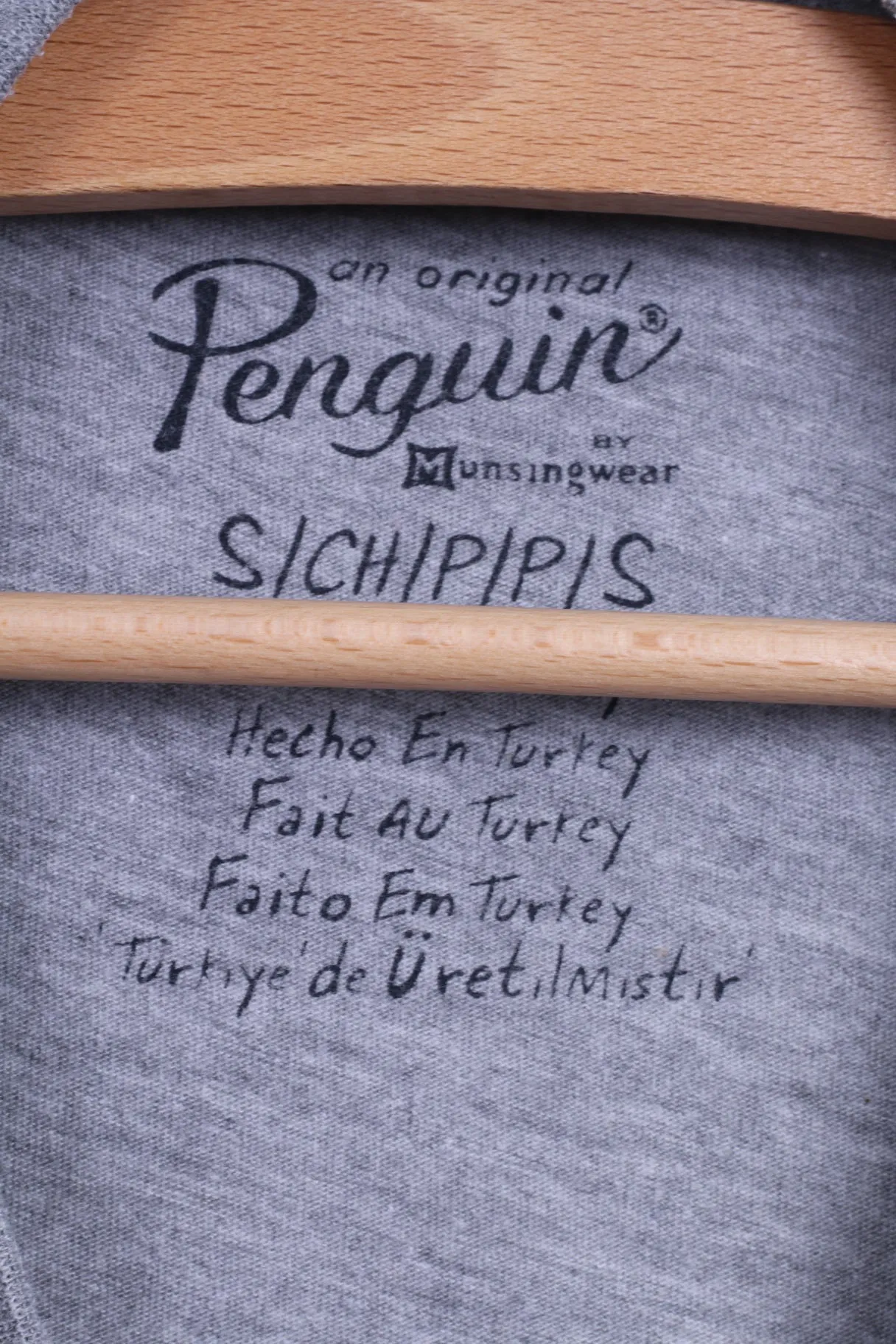 Penguin Mens S Long Sleeved Shirt Cotton Grey Crew Neck