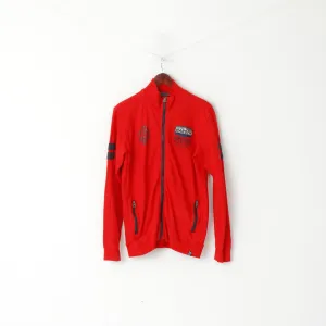 Petrol Industries Men 176 M Sweatshirt Red Cotton Emroidered Engine Zip Up Top