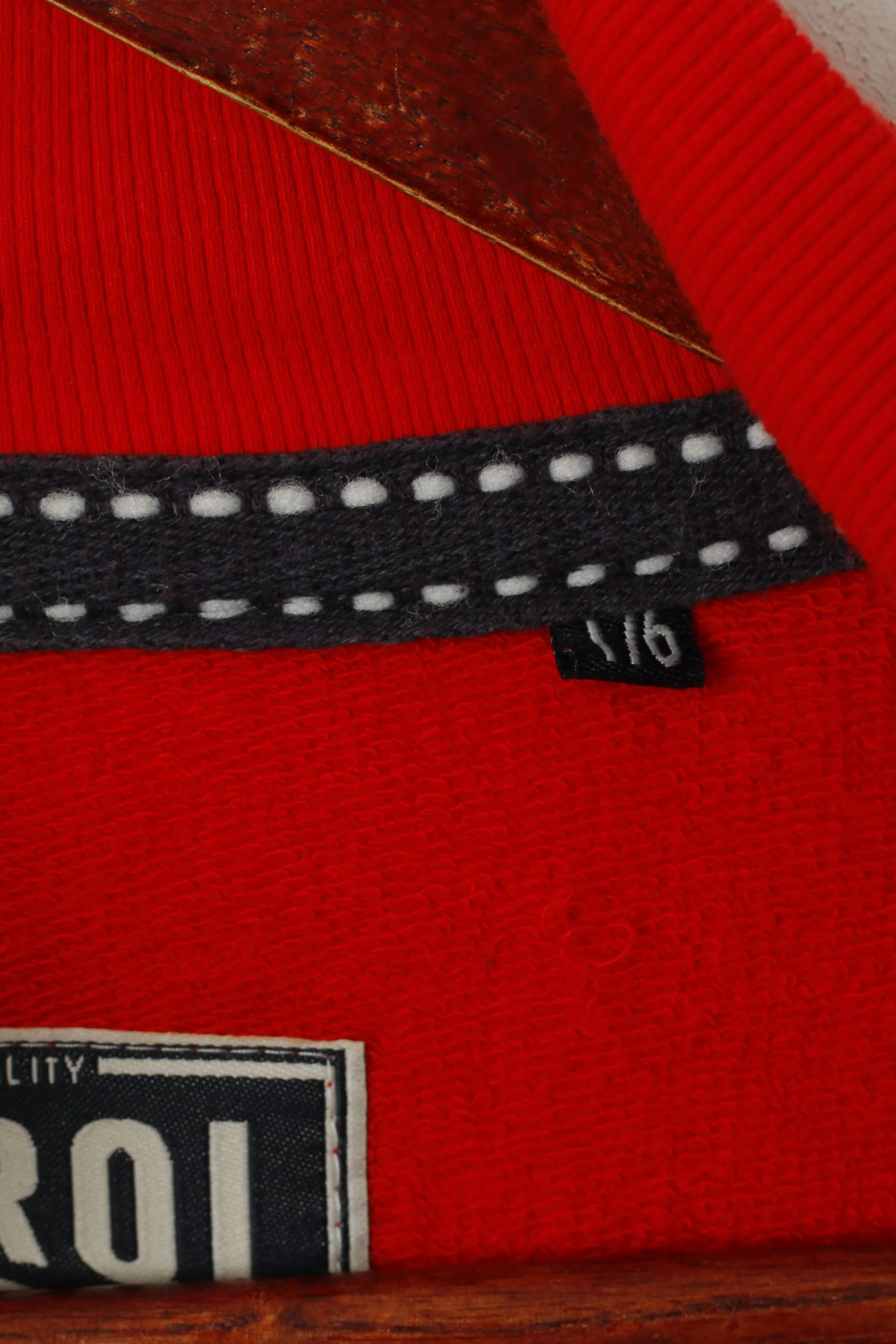 Petrol Industries Men 176 M Sweatshirt Red Cotton Emroidered Engine Zip Up Top