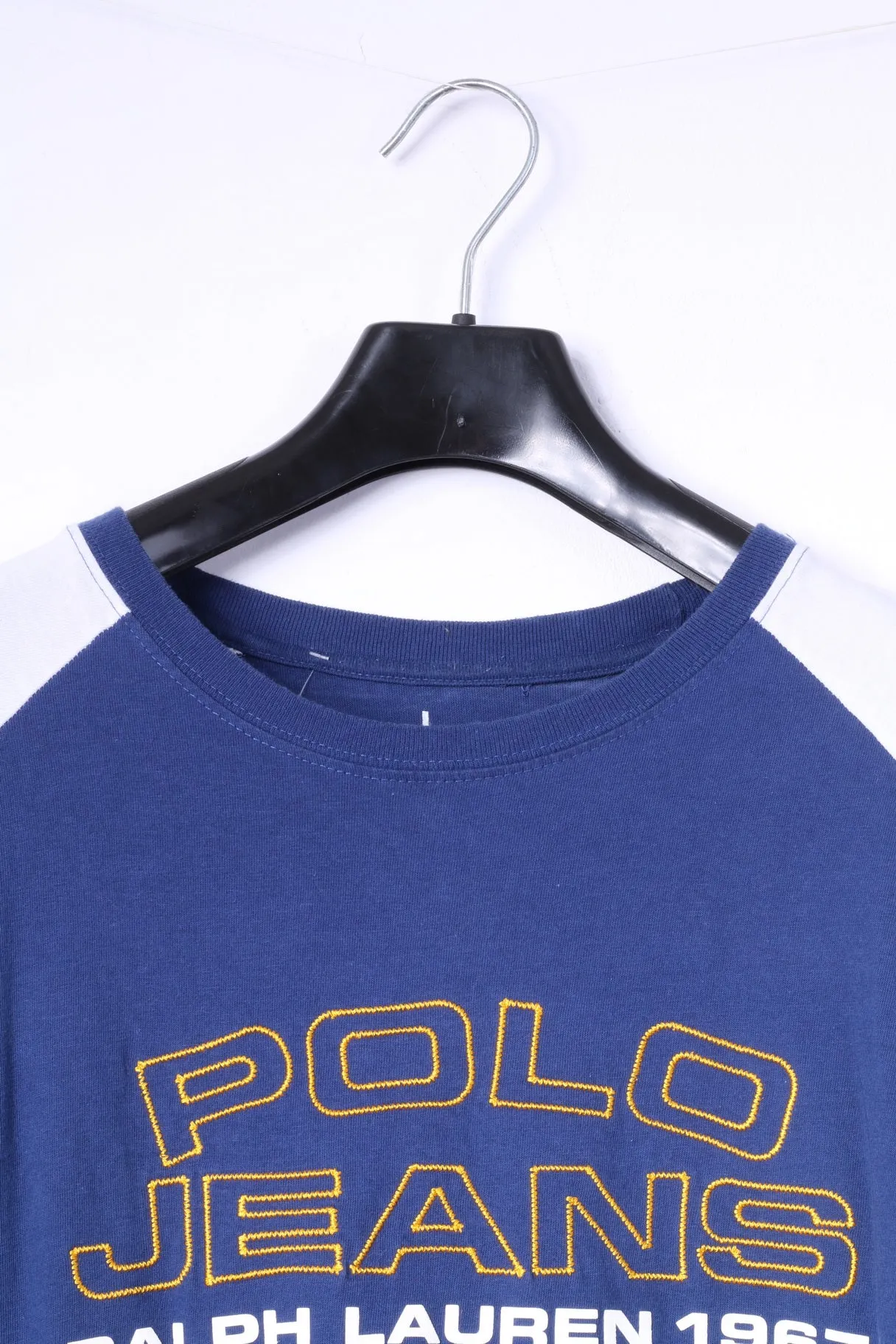 Polo Jeans Ralph Lauren Mens L T- Shirt Crew Neck Blue Logo Top