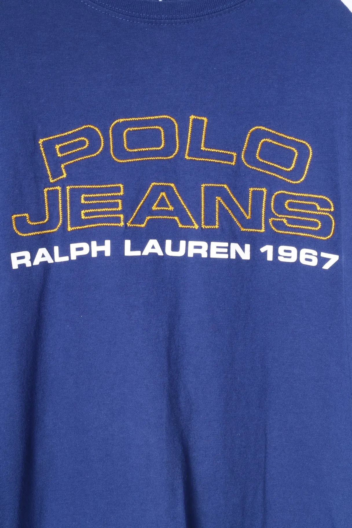 Polo Jeans Ralph Lauren Mens L T- Shirt Crew Neck Blue Logo Top