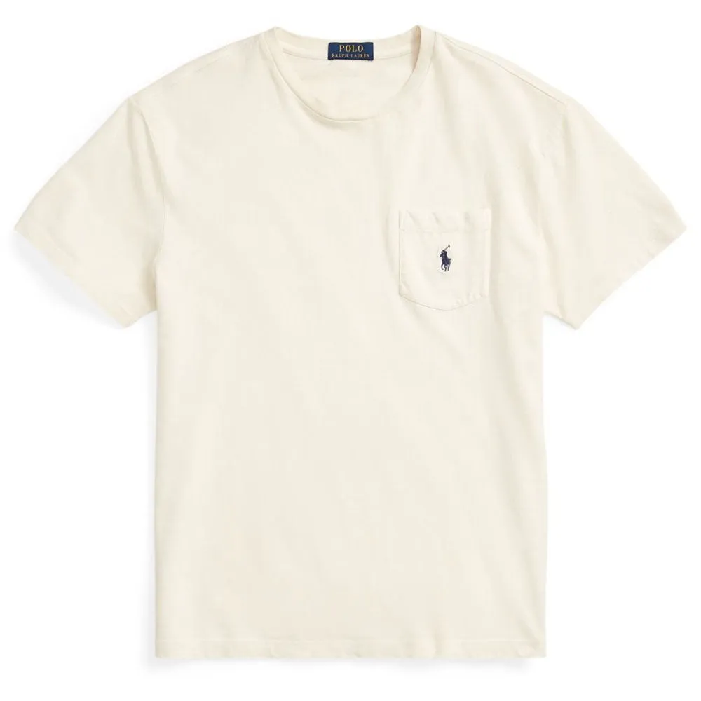 Polo Ralph Lauren Classic Fit Cotton-Linen Pocket T-Shirt Parchment Cream