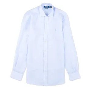 Polo Ralph Lauren Custom Fit Striped Linen Shirt Cabana Blue White