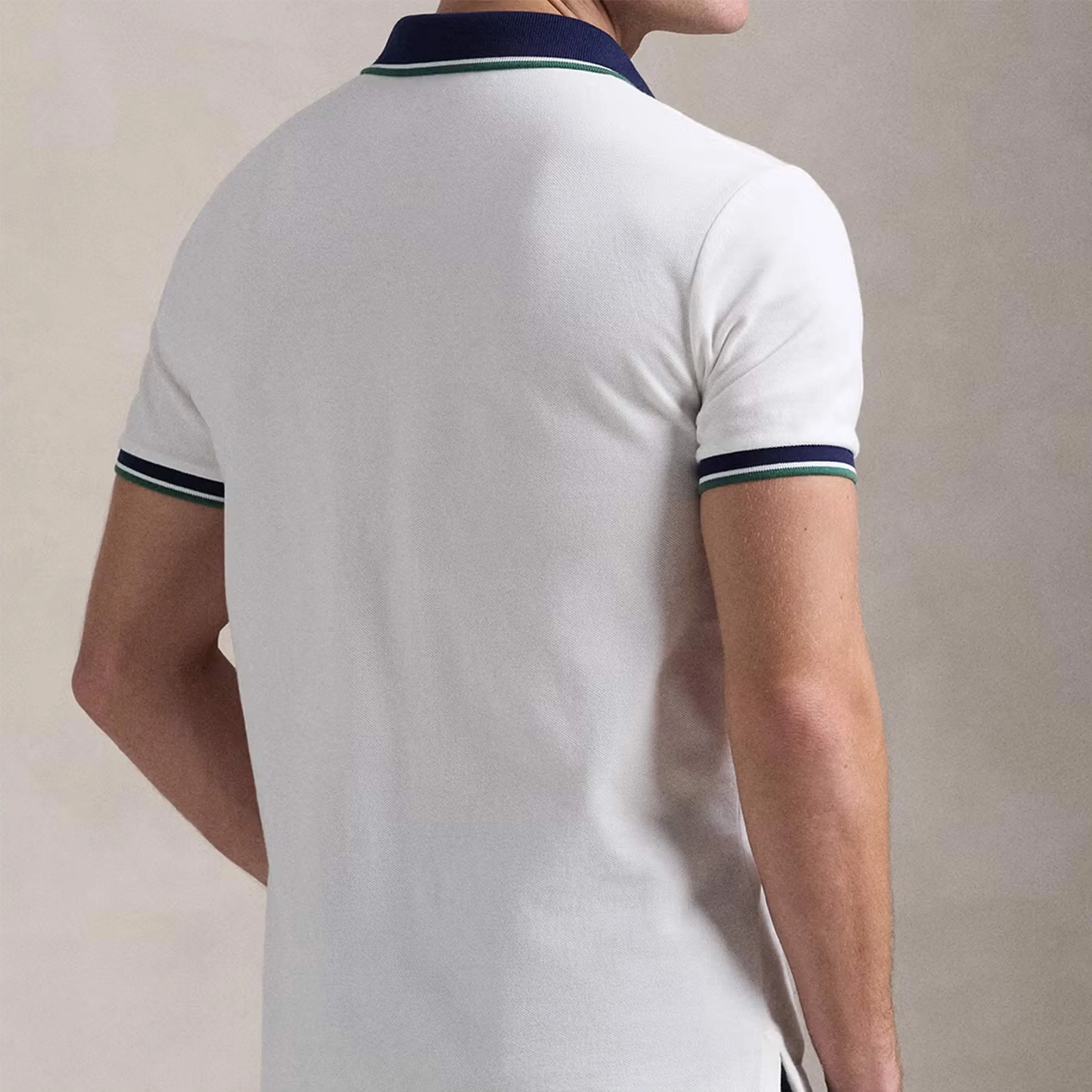 Polo Ralph Lauren Custom Slim Fit Tipped Mesh Polo Shirt White / Antique Green
