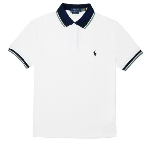 Polo Ralph Lauren Custom Slim Fit Tipped Mesh Polo Shirt White / Antique Green