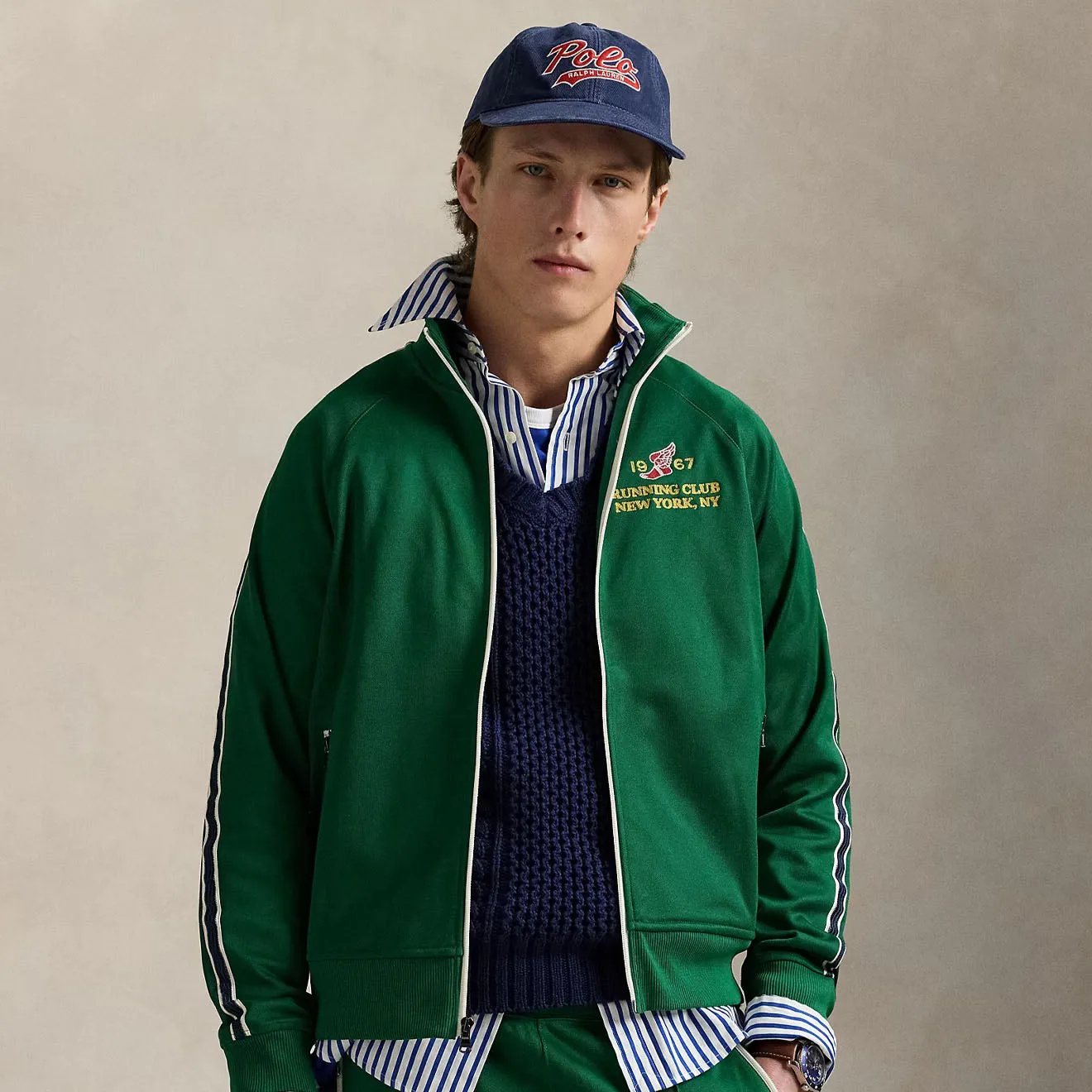 Polo Ralph Lauren Embroidered Plaited Tricot Track Jacket Tennis Green