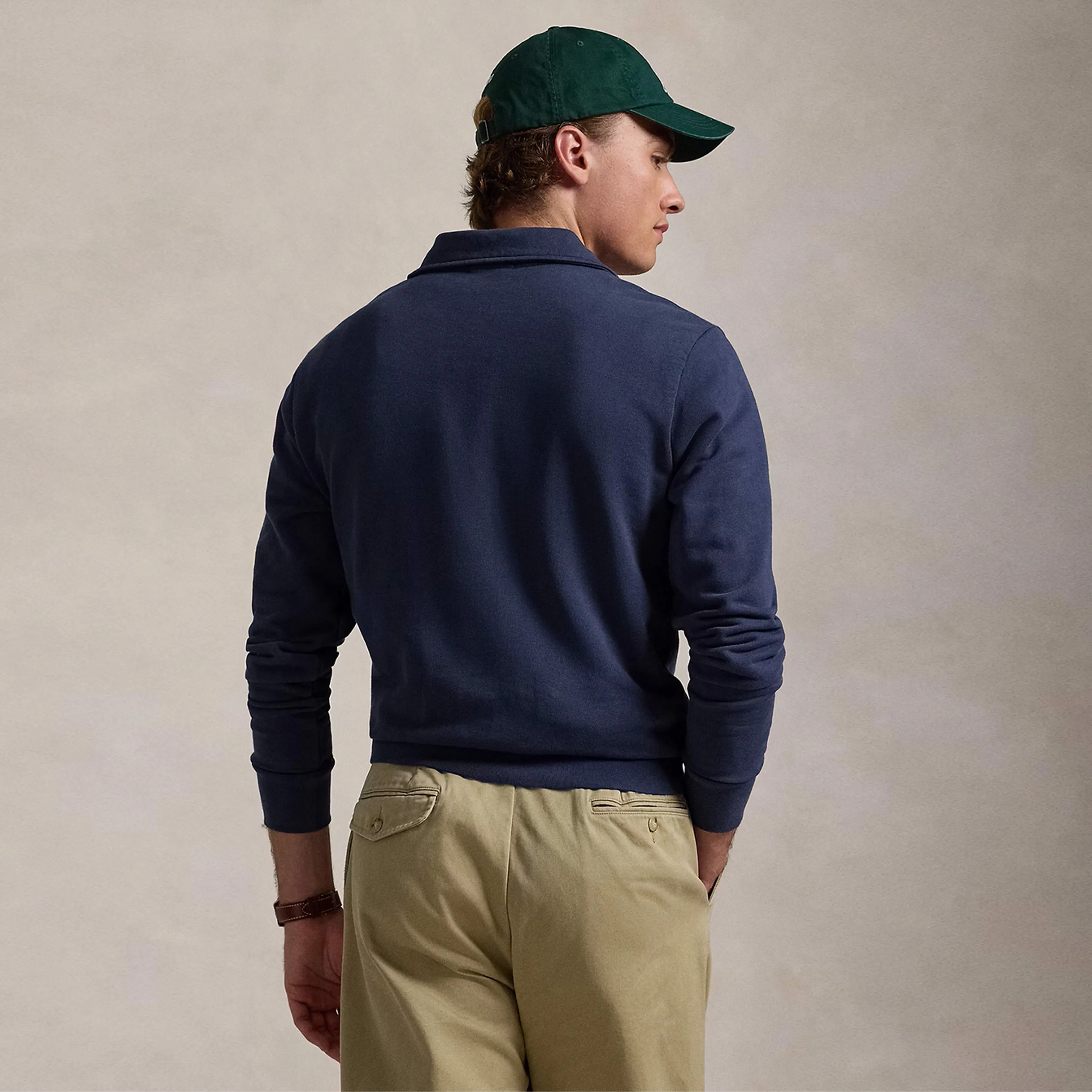 Polo Ralph Lauren Loopback Fleece Polo Collar Sweatshirt Cruise Navy