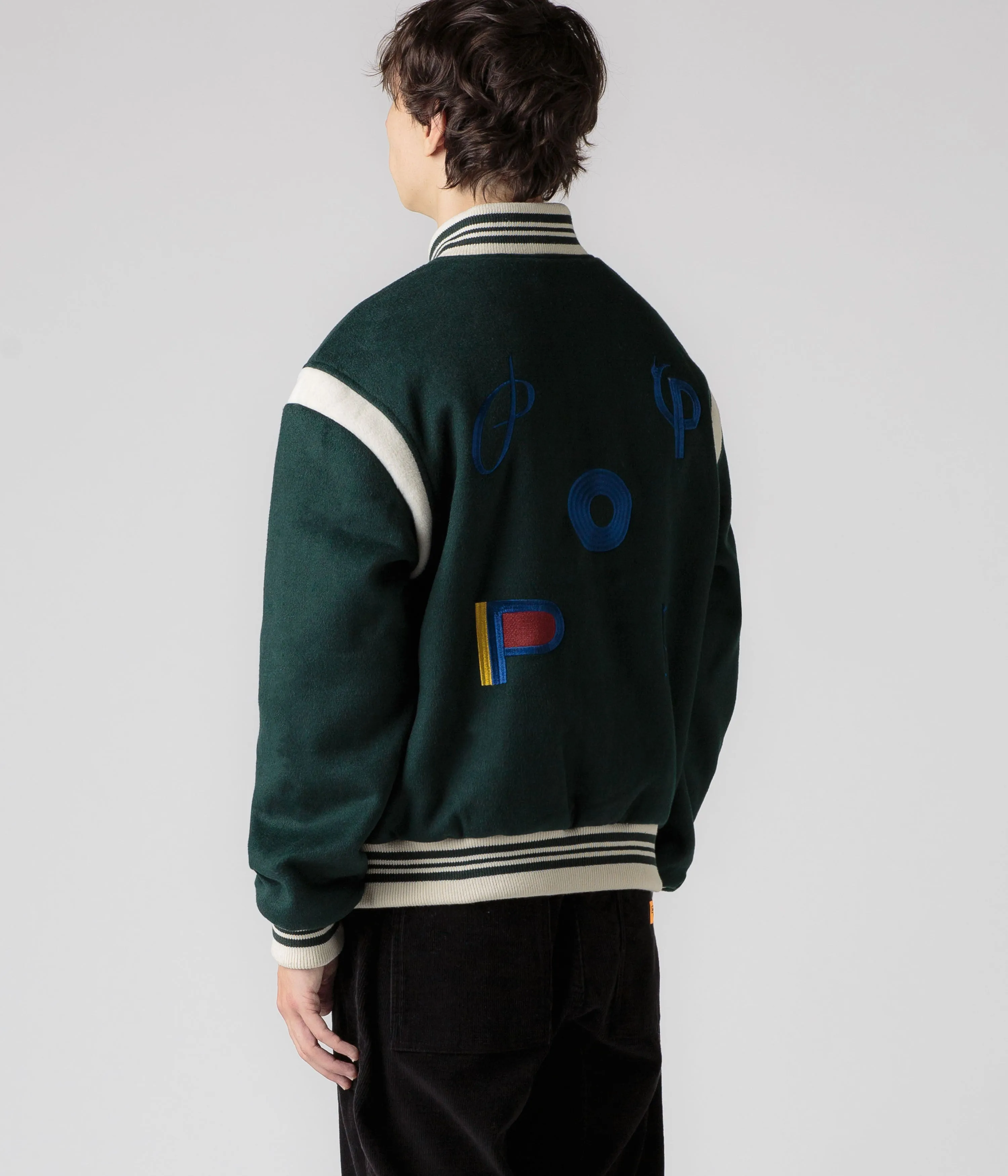 Pop Trading Company x Parra Varsity Jacket - Pine Green