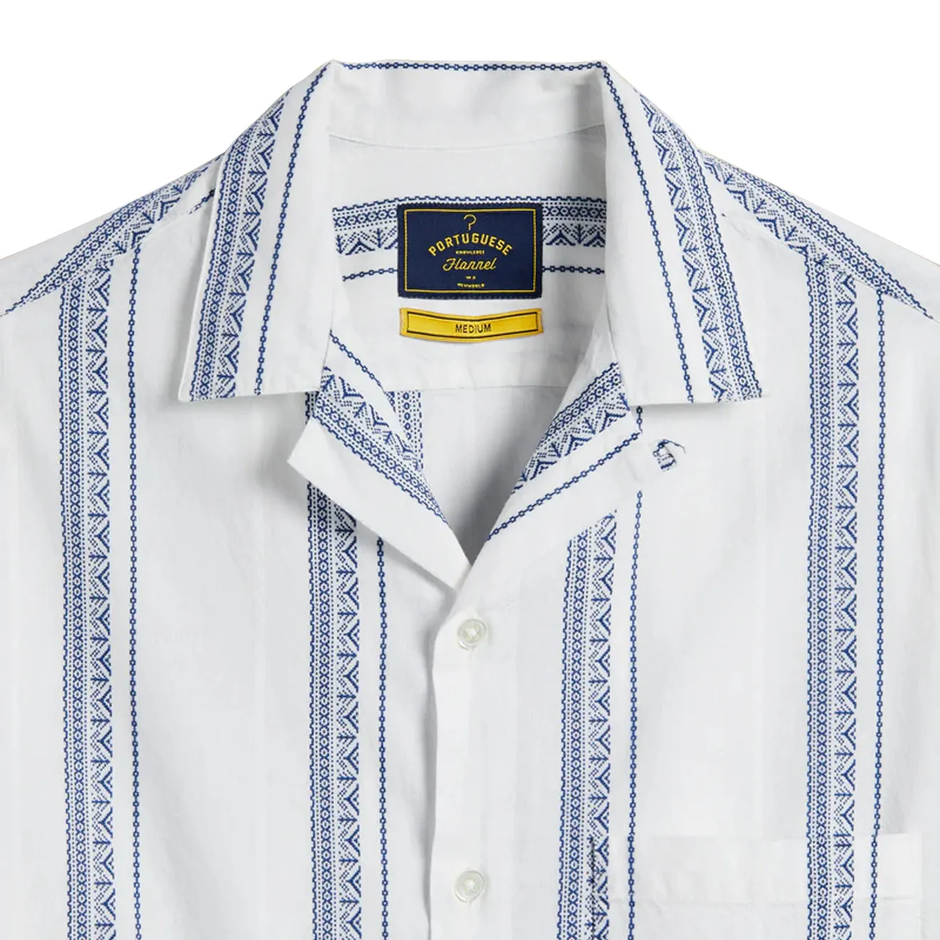 Portuguese Flannel Alqueva S/S shirt White / Blue