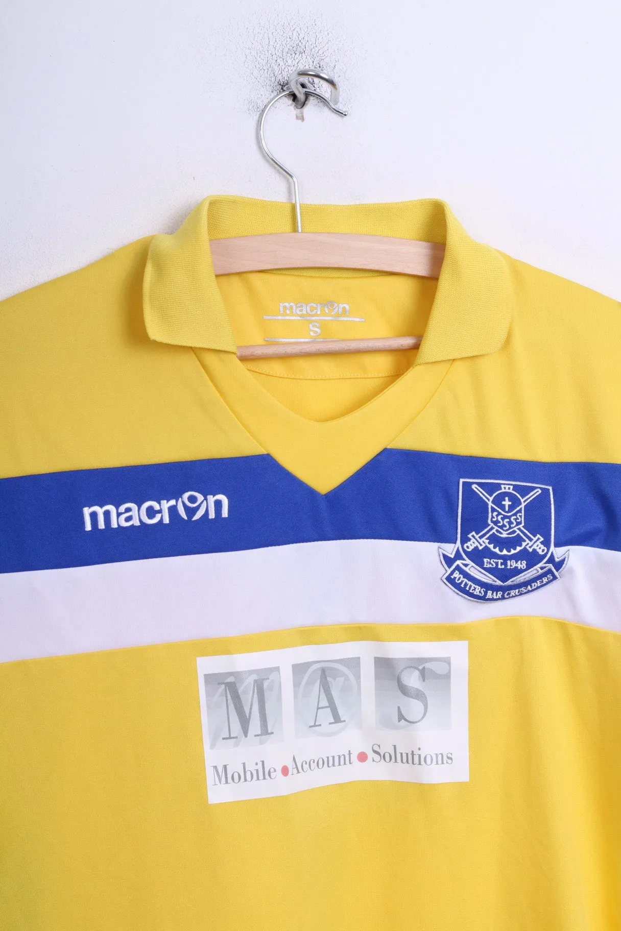 Potters Bar Crusaders Macron Mens S Polo Shirt Yellow Sport