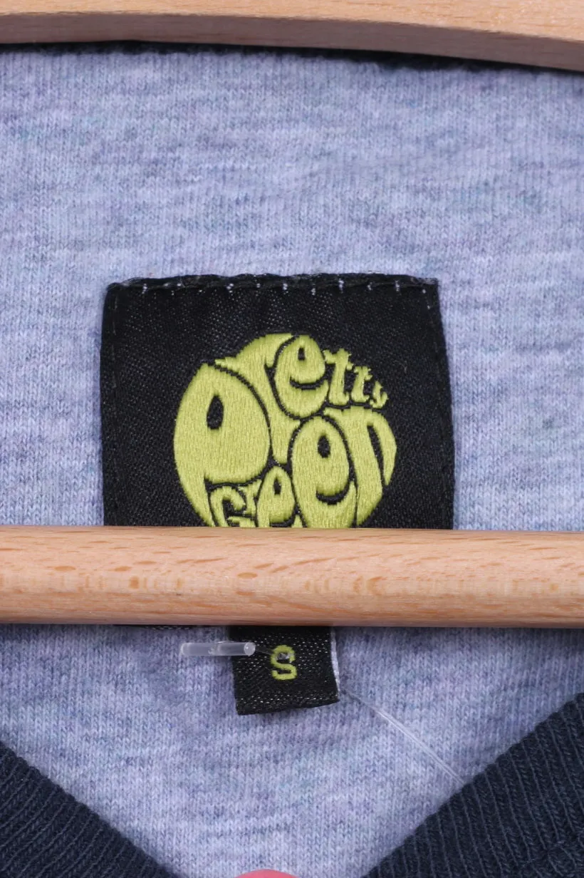 Pretty Green Mens S T-Shirt Grey Crew Neck Pocket Summer Top Cotton