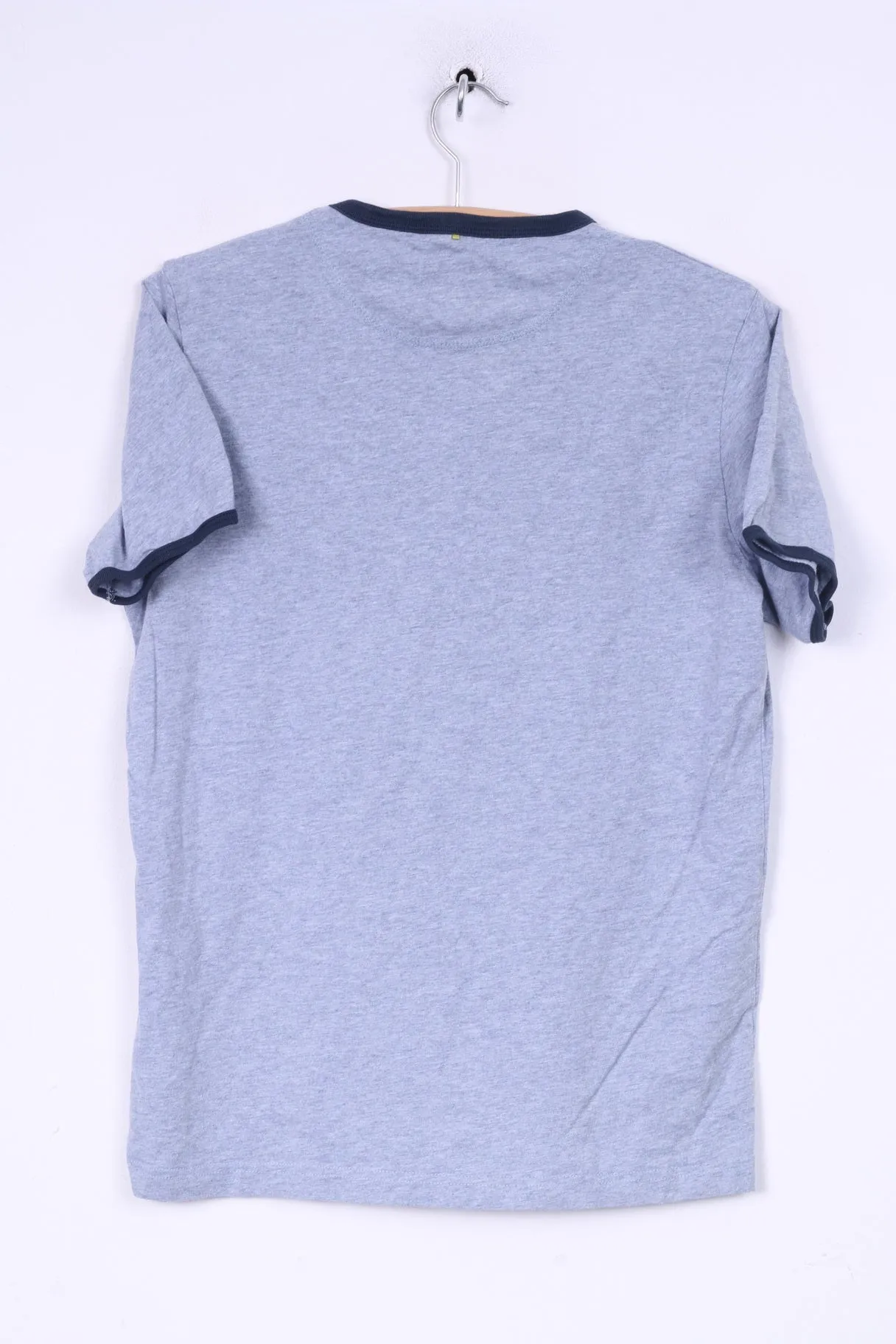 Pretty Green Mens S T-Shirt Grey Crew Neck Pocket Summer Top Cotton