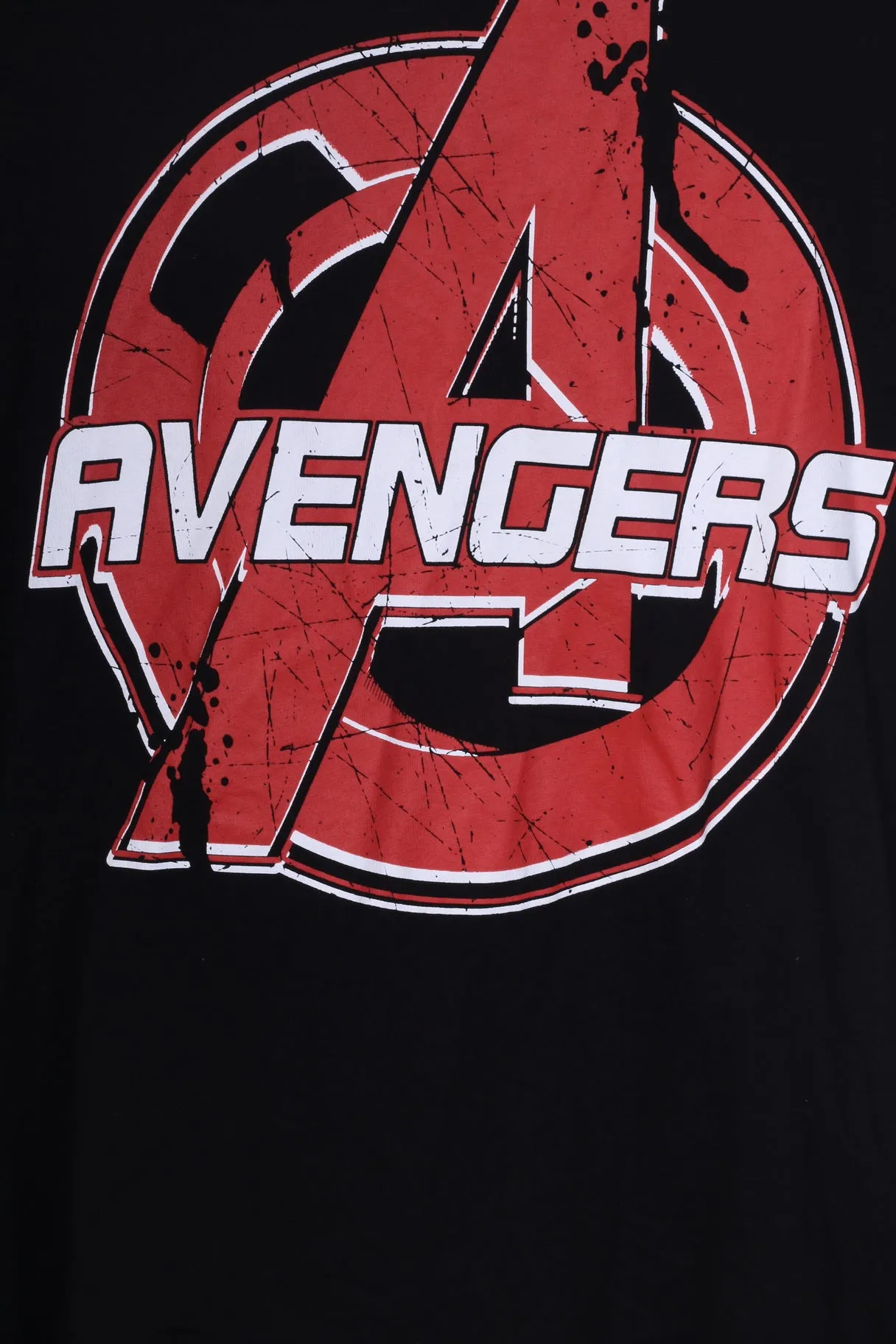 Primark Marvel Avengers Mens L (S) T-Shirt Graphic Print Black Top Cotton