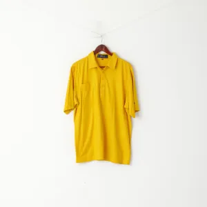 Pringle Mens XL Polo Shirt Buttons Detailed Mustard Cotton Top