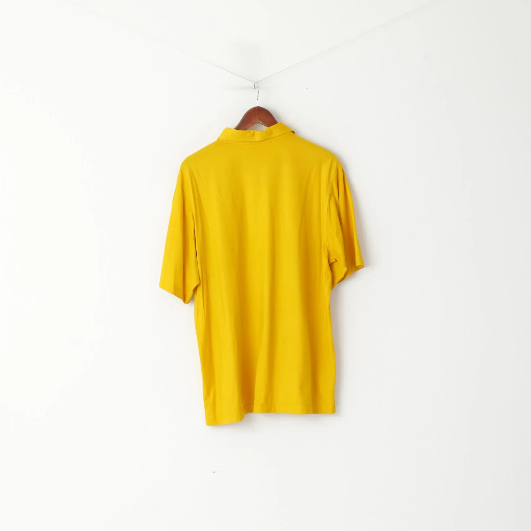 Pringle Mens XL Polo Shirt Buttons Detailed Mustard Cotton Top