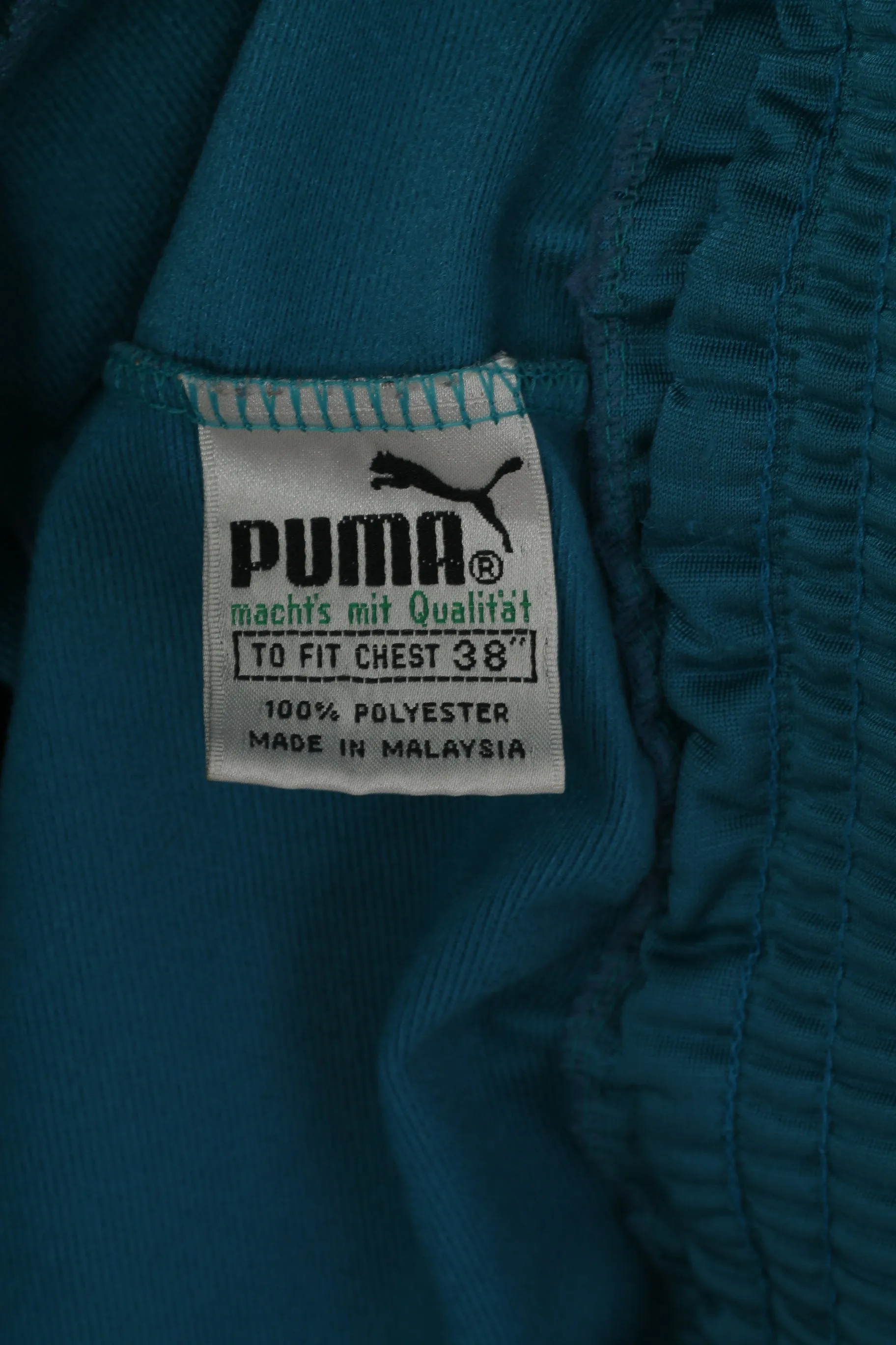 Puma International Men 38 S Sweatshirt Turquoise France Vintage Zip Up Tracksuit Top