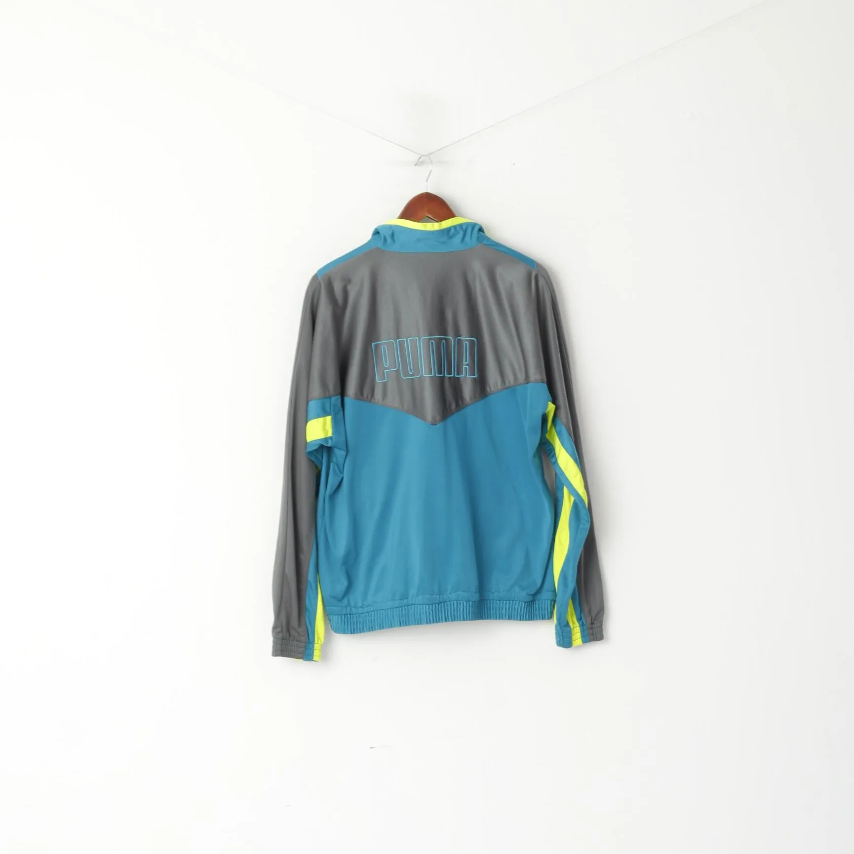 Puma International Men 38 S Sweatshirt Turquoise France Vintage Zip Up Tracksuit Top