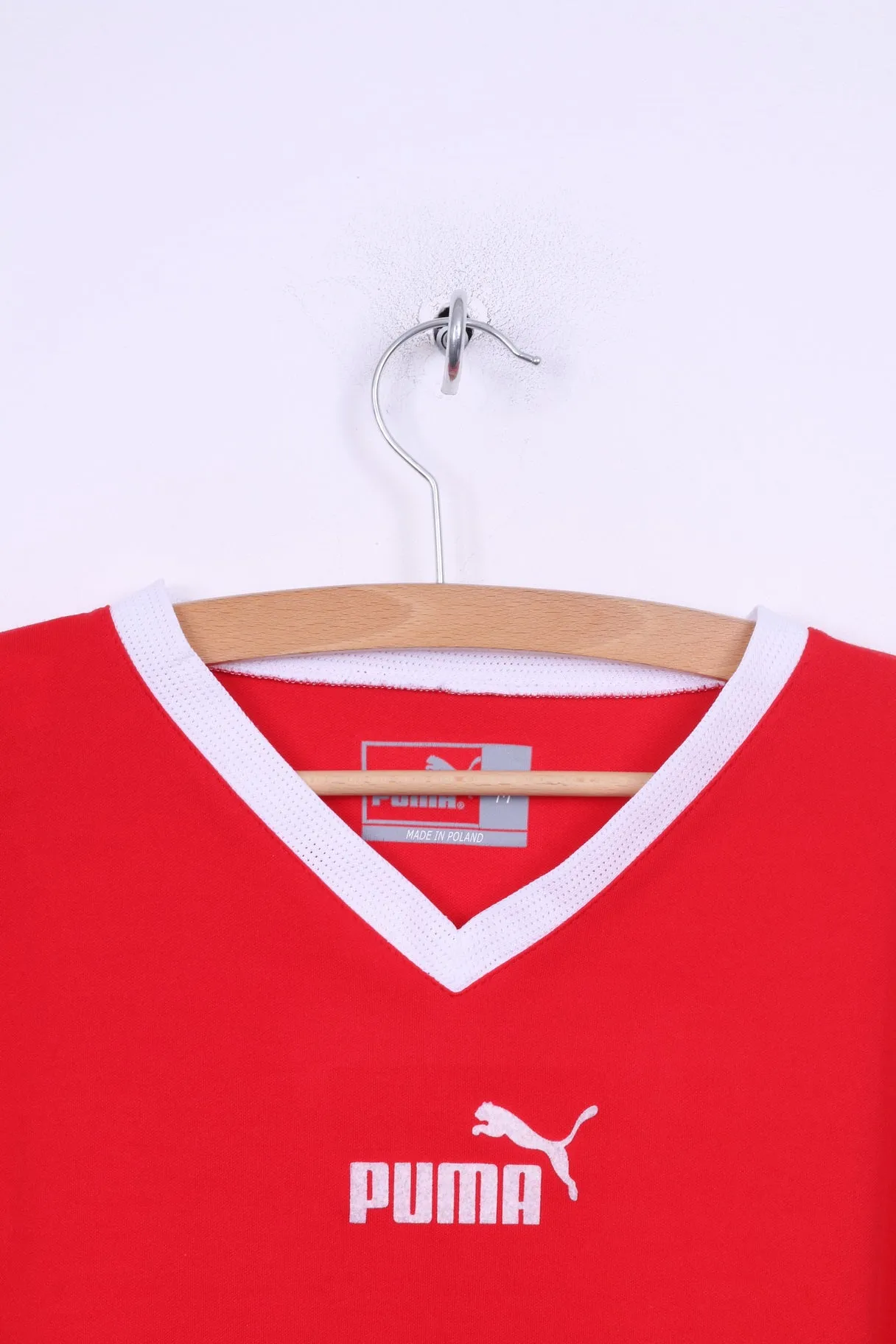 Puma Mens M Long Sleeved Shirt Red Sport V Neck Trainig Top