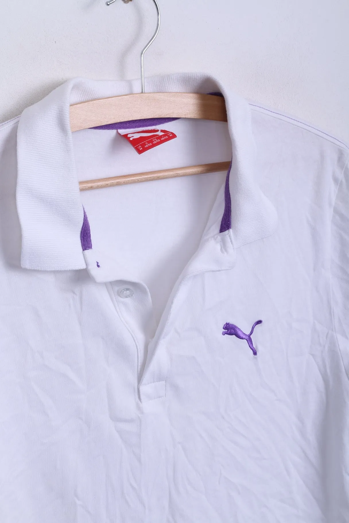 Puma Mens M Polo Shirt White Short Sleeve Summer Cotton Detailed Buttons