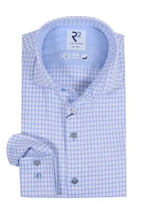 R2 Cut Away Check Shirt Light Blue