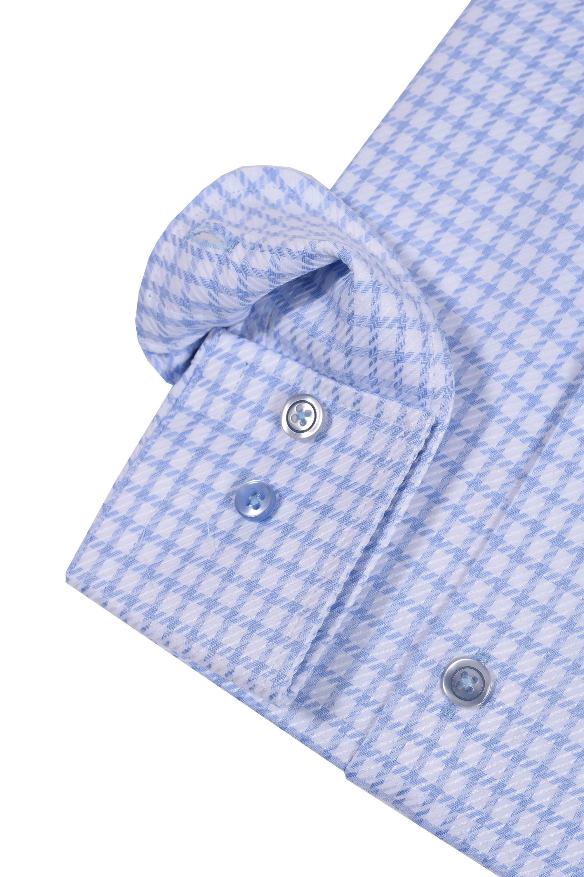 R2 Cut Away Check Shirt Light Blue