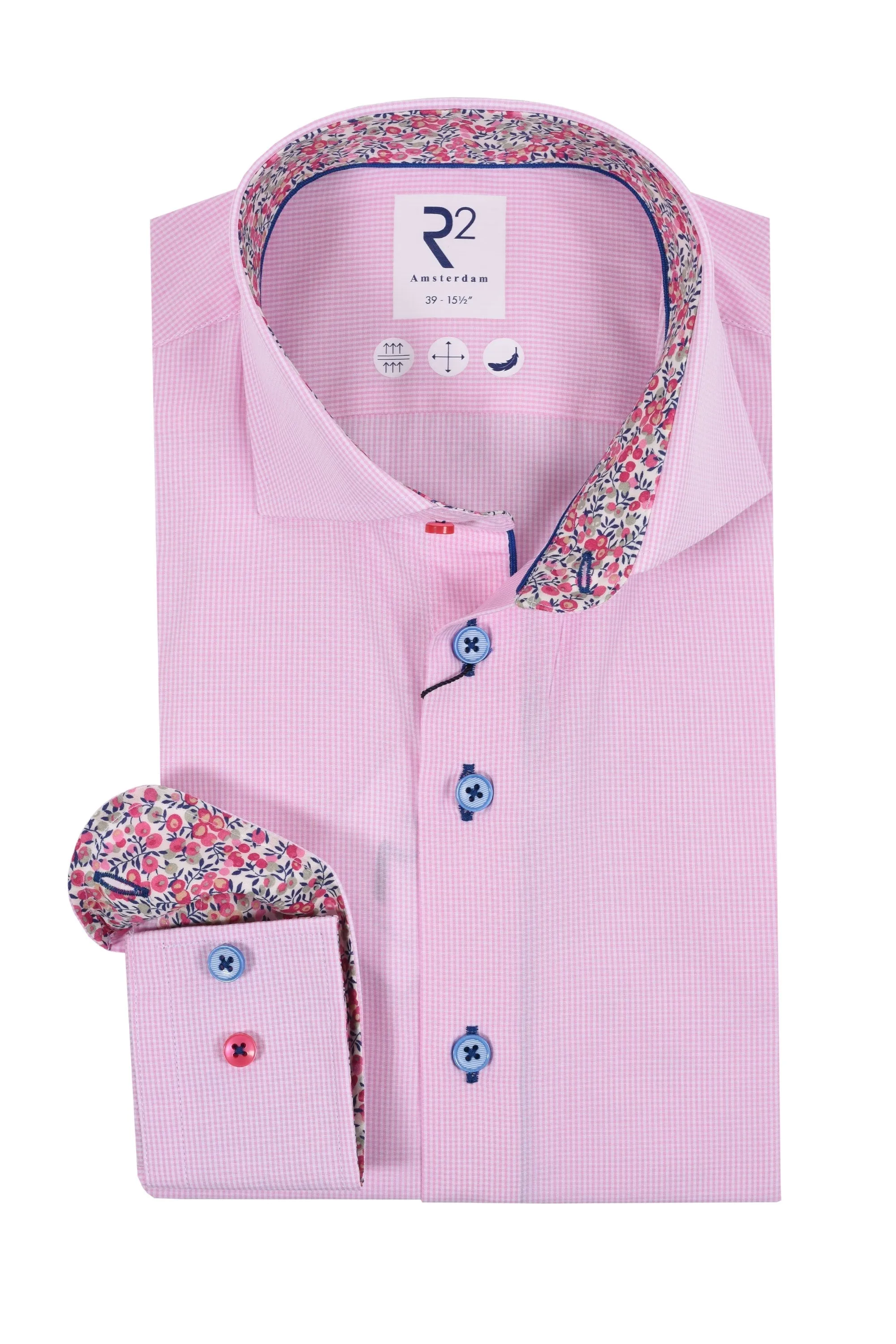 R2 Cut Away Collar Long Sleeved Shirt Pink