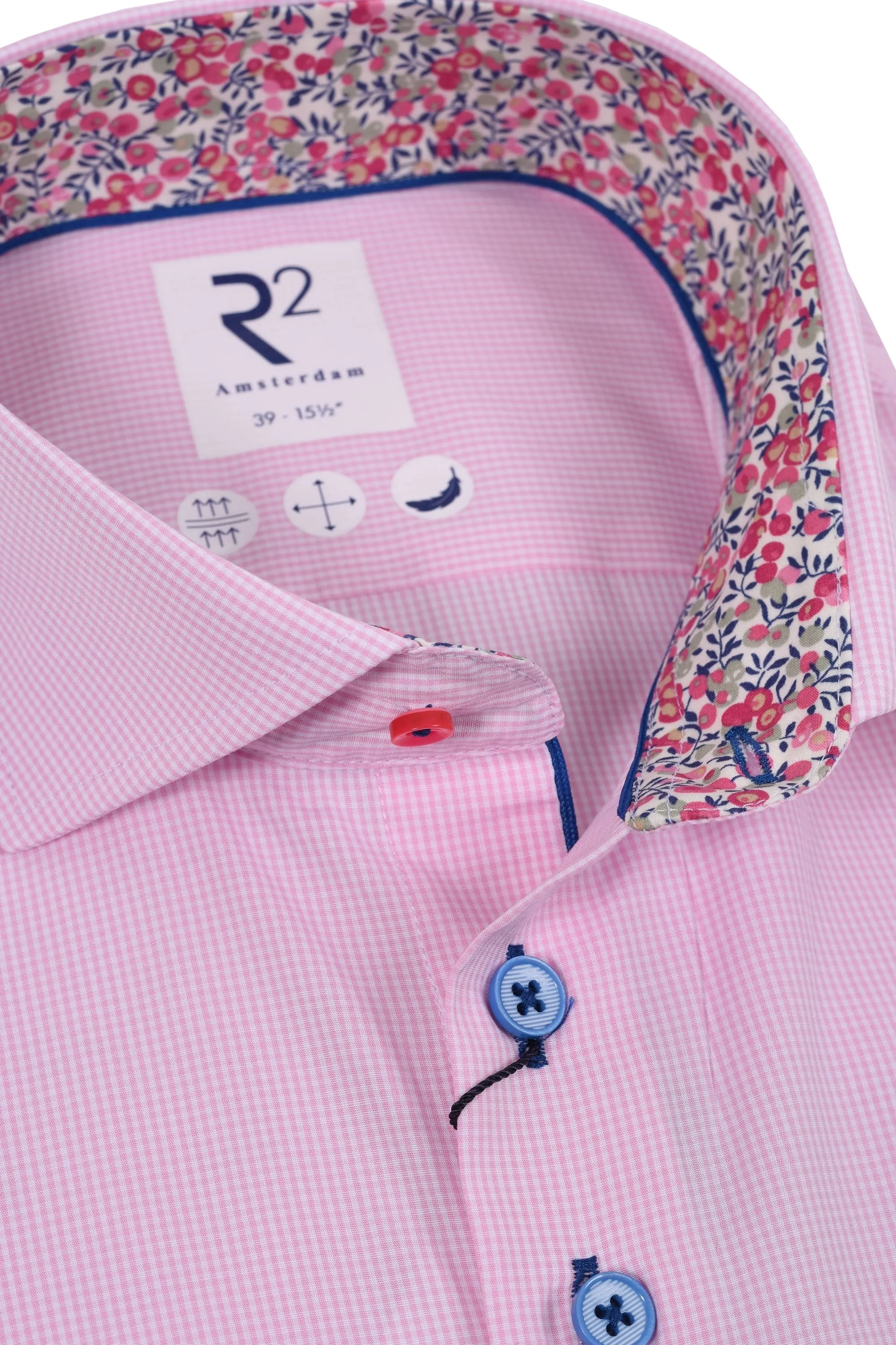 R2 Cut Away Collar Long Sleeved Shirt Pink