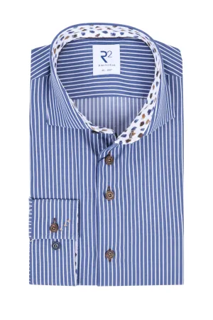 R2 Cut Away Collar Shirt Navy/White Stripe