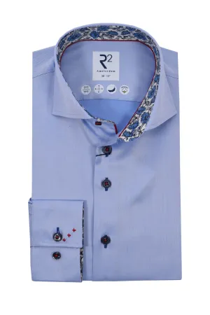 R2 Cutaway Collar Shirt Trimmed With Liberty Print Light Blue