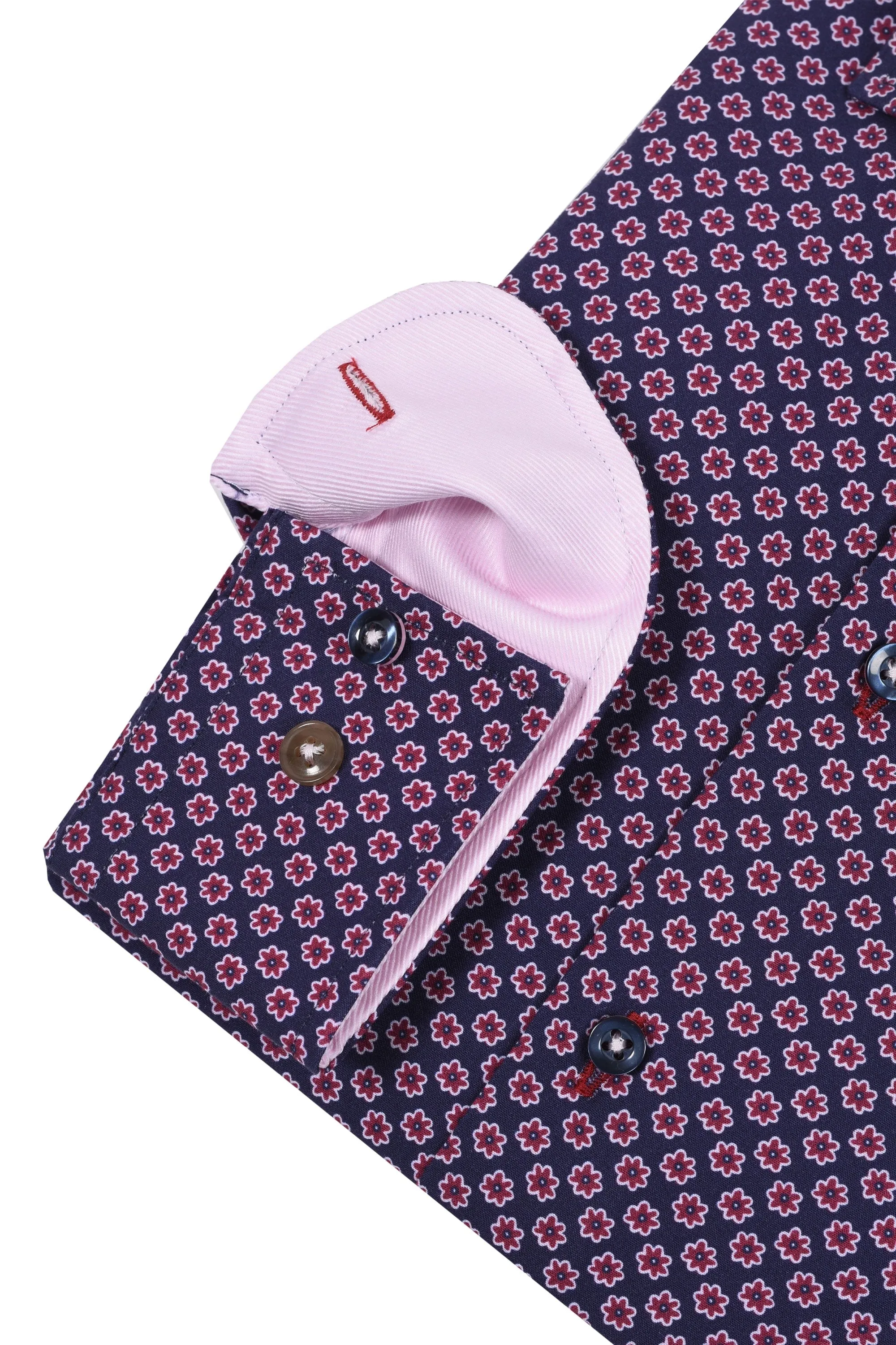 R2 Floral Print Shirt Navy And Pink