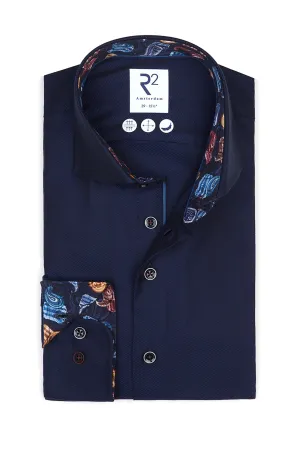 R2 Navy Shirt With Paisley Trim Navy
