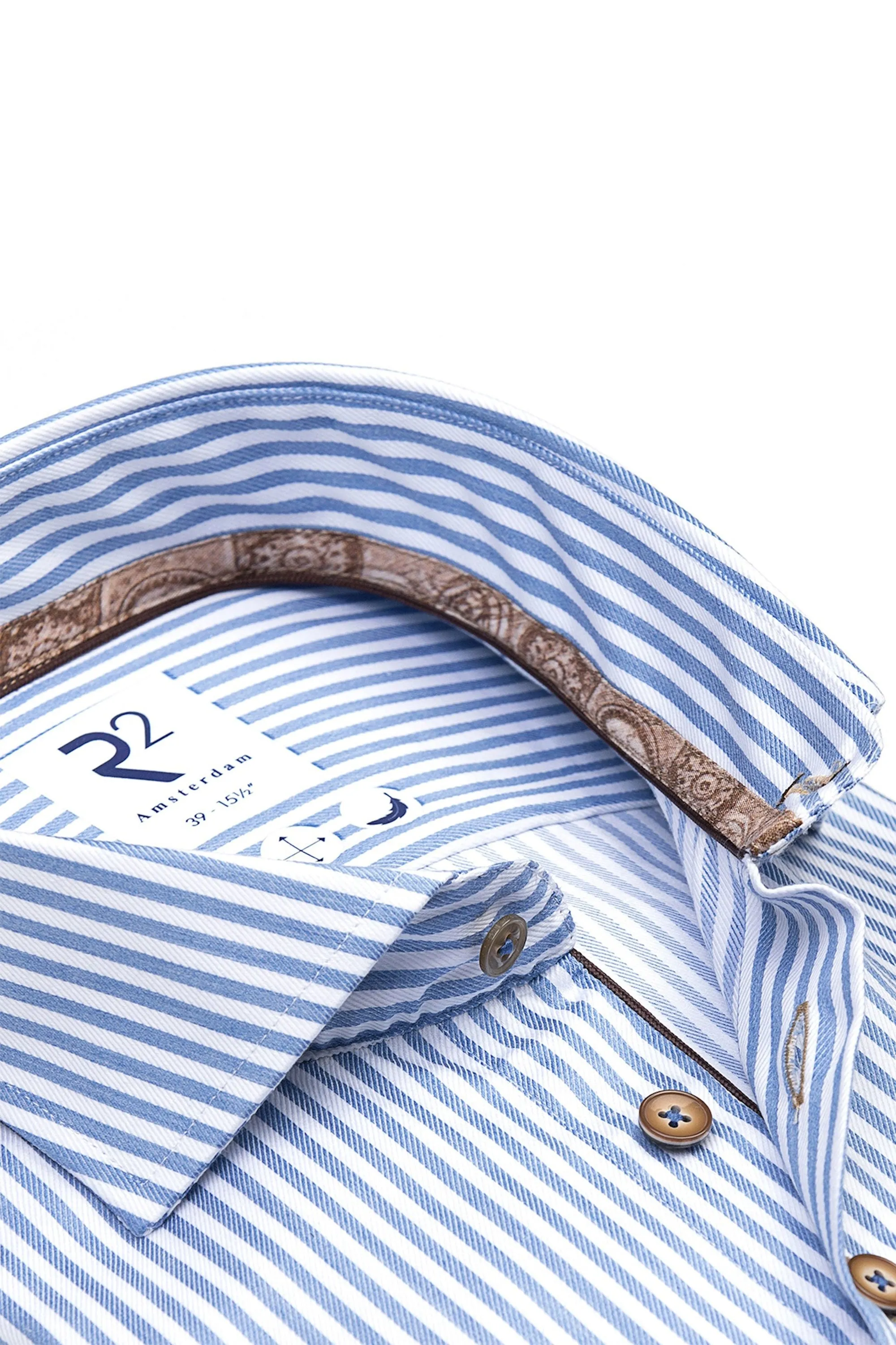 R2 Wide Spread Collar Shirt Light Blue Stripe