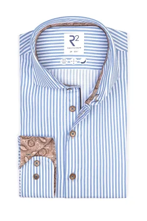 R2 Wide Spread Collar Shirt Light Blue Stripe