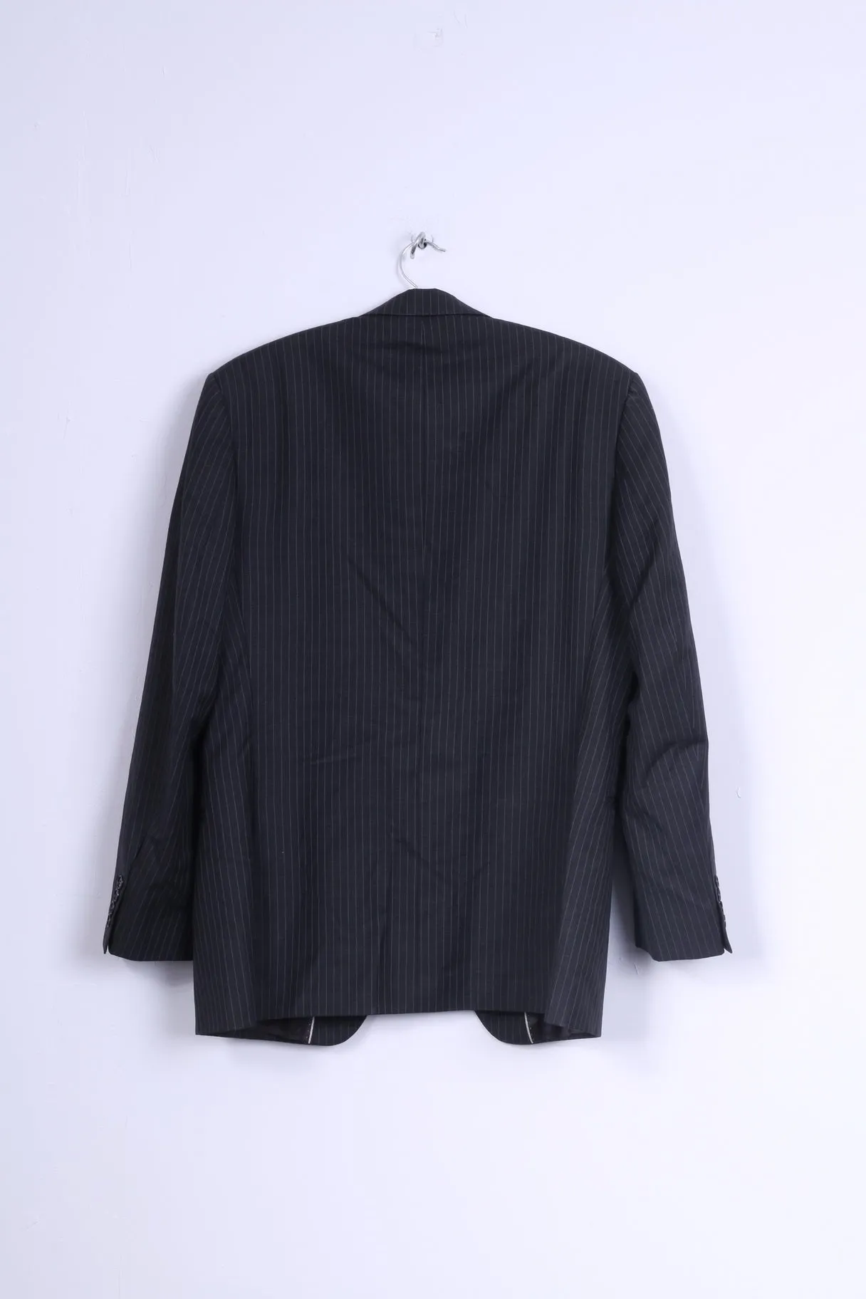 Racing Green Mens 50 M Blazer Wool Charcoal Striped Single Breasted Jacket