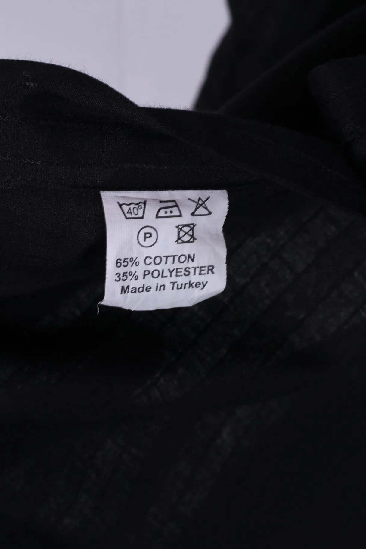 Rafael Mens 44 XL Casual Shirt Black Striped Cotton Long Sleeve