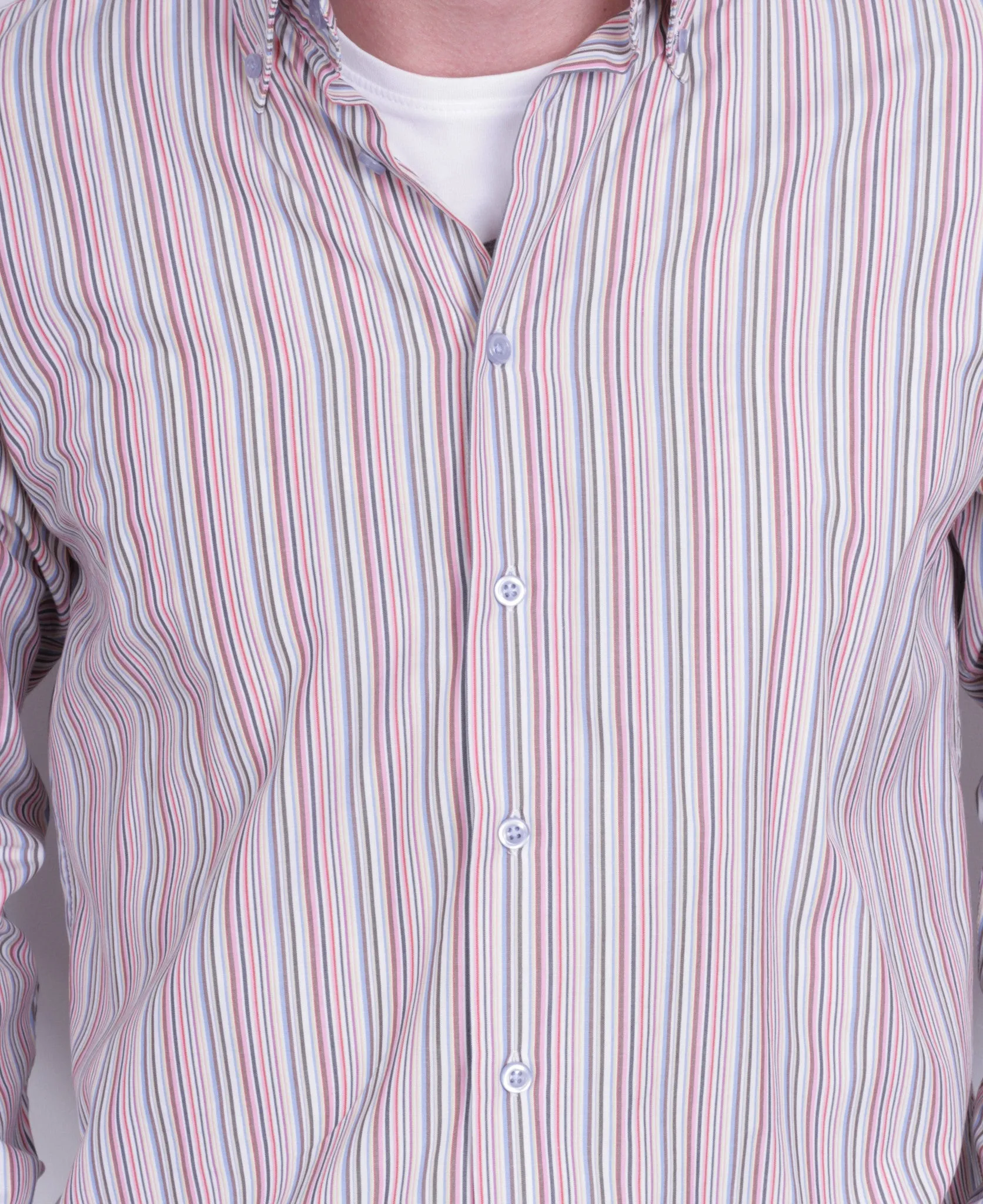 Redgreen Mens L Casual Shirt Striped Multi Colour Cotton