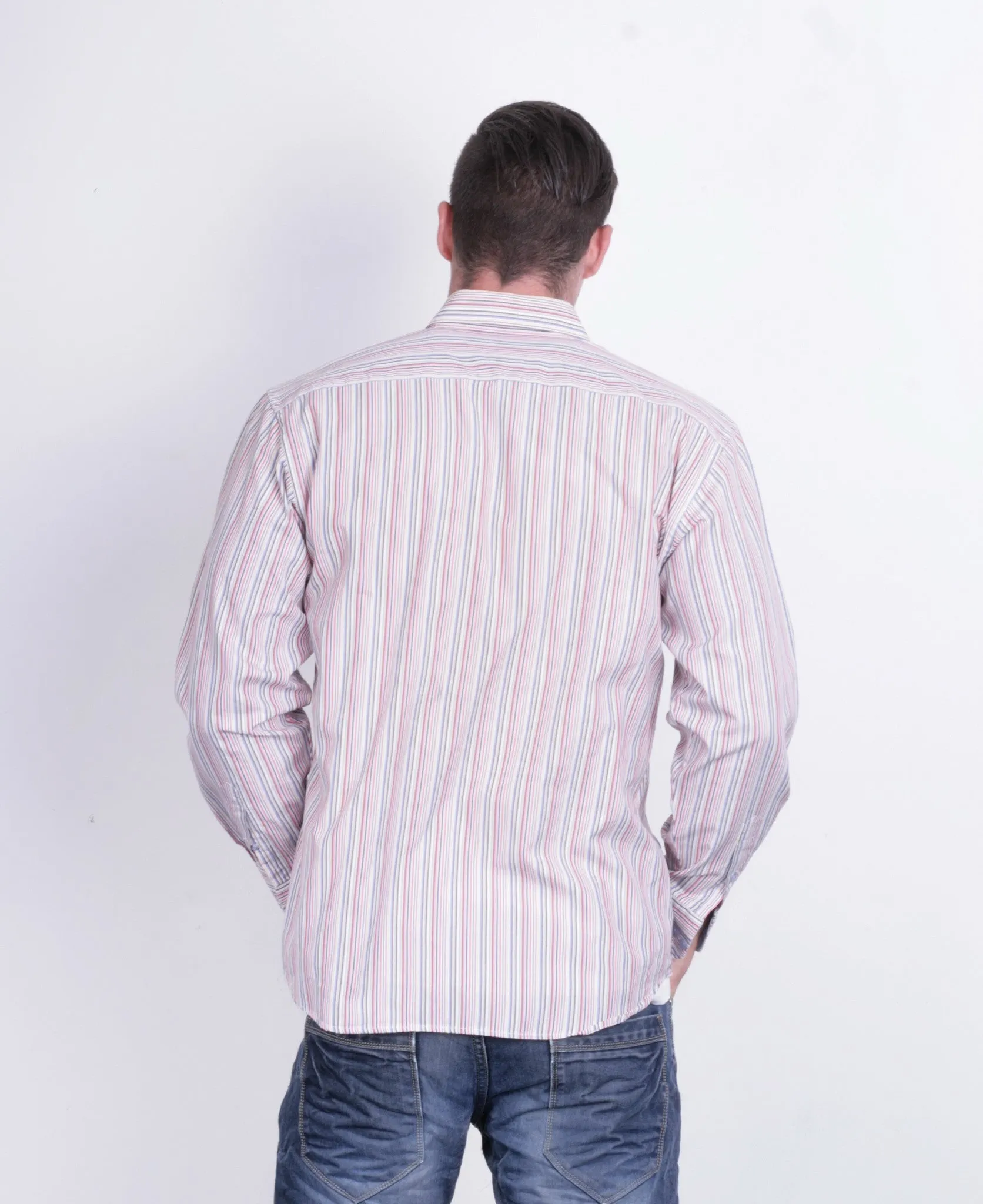 Redgreen Mens L Casual Shirt Striped Multi Colour Cotton