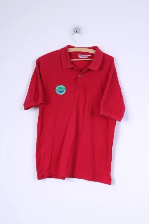 Reebok Mens L Polo Shirt Red Cotton Bali Island Gilf Club
