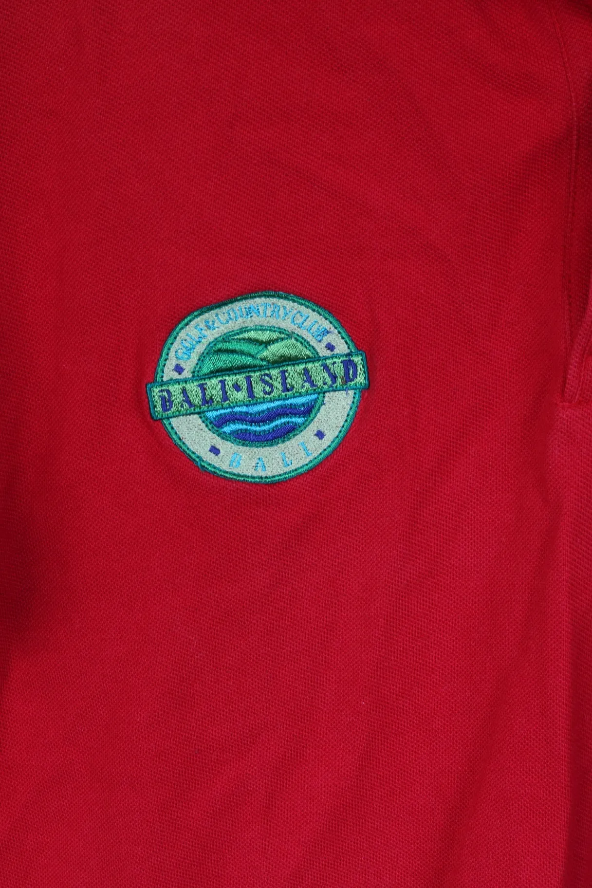 Reebok Mens L Polo Shirt Red Cotton Bali Island Gilf Club