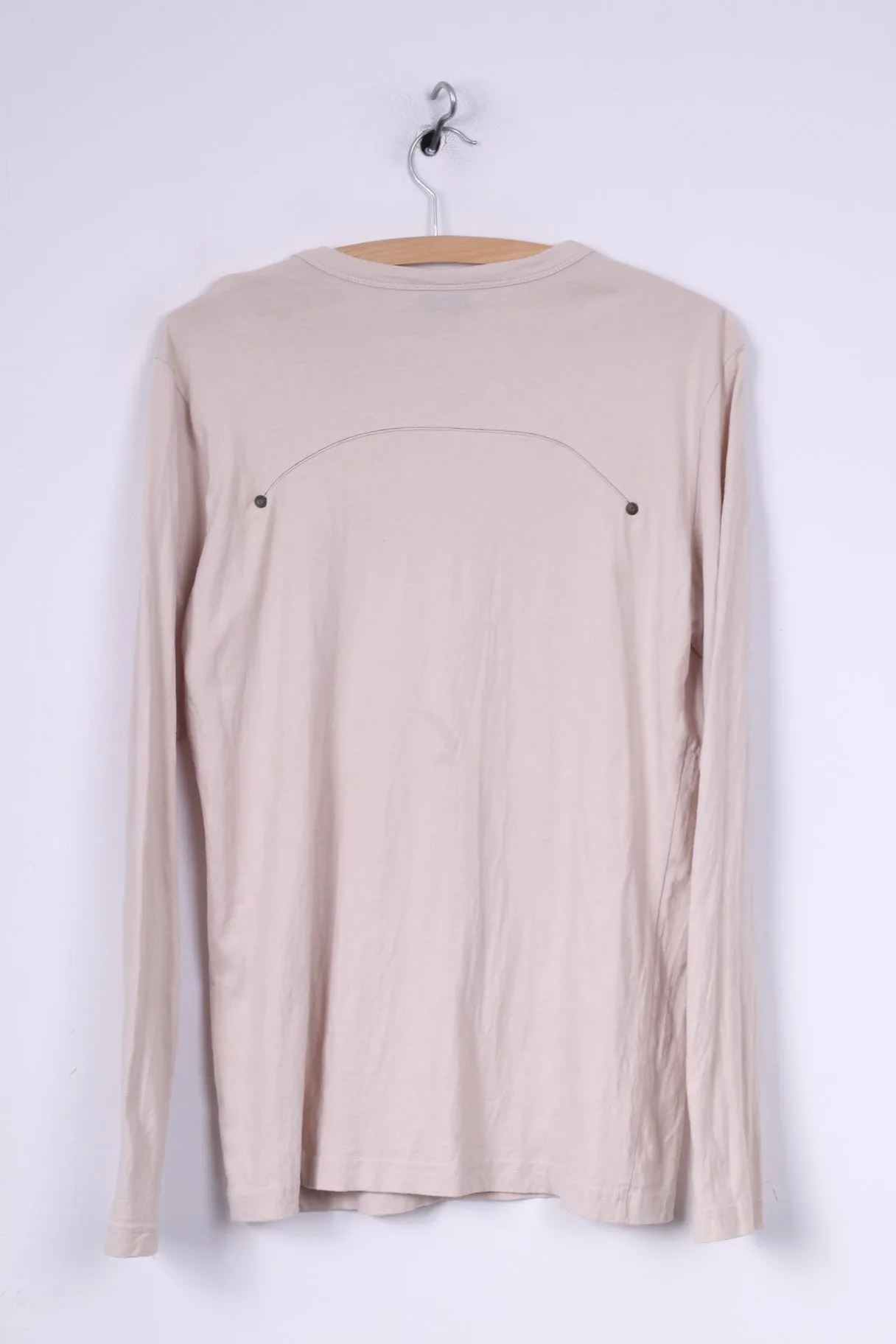 Replay Mens L(S) Shirt Long Sleeve Beige Crew Neck Cotton Top