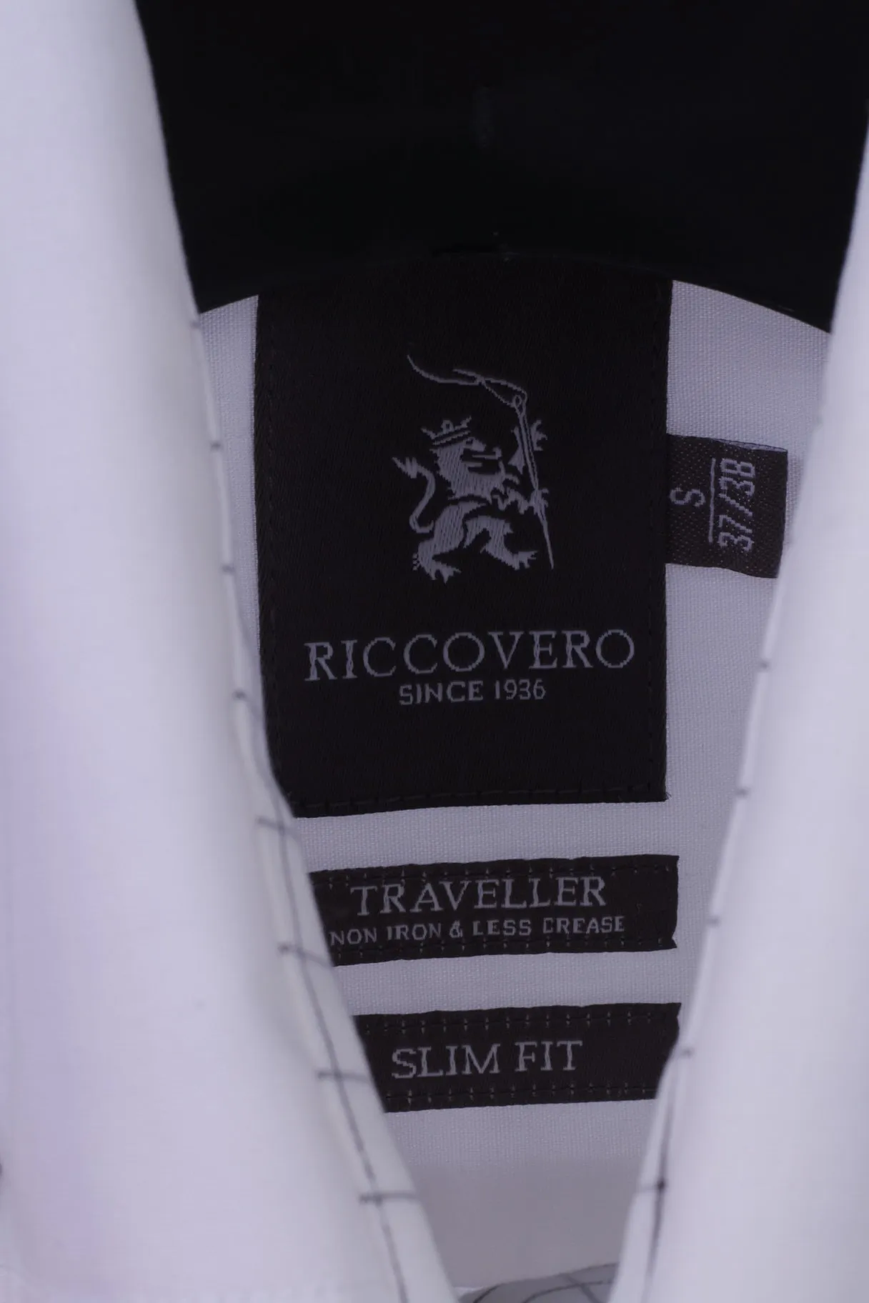 Ricco Vero Mens S Casual Shirt White Cotton Traveller Button Down Collar Long Sleeve