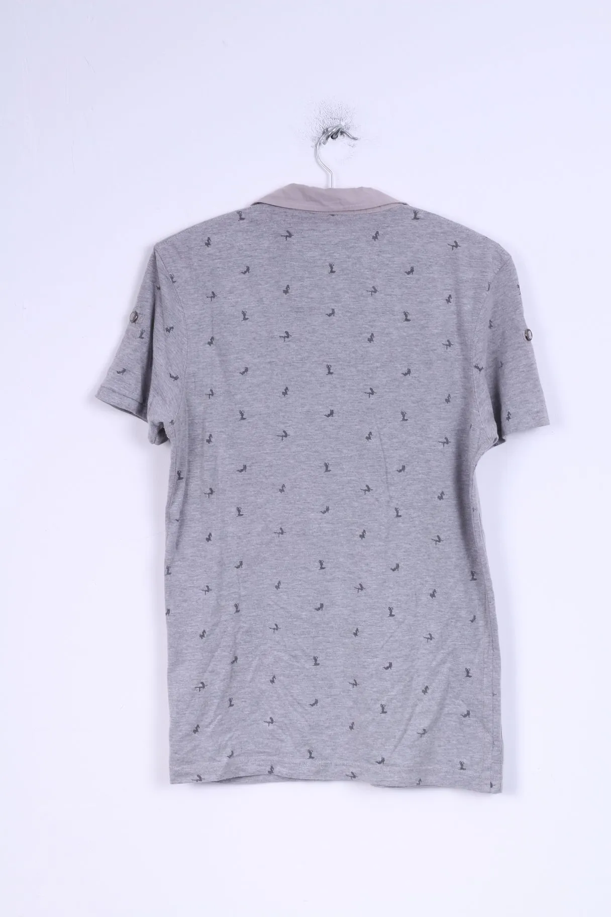 Ringspun Mens S Polo Shirt Grey Cotton Ladies Detailed Buttons