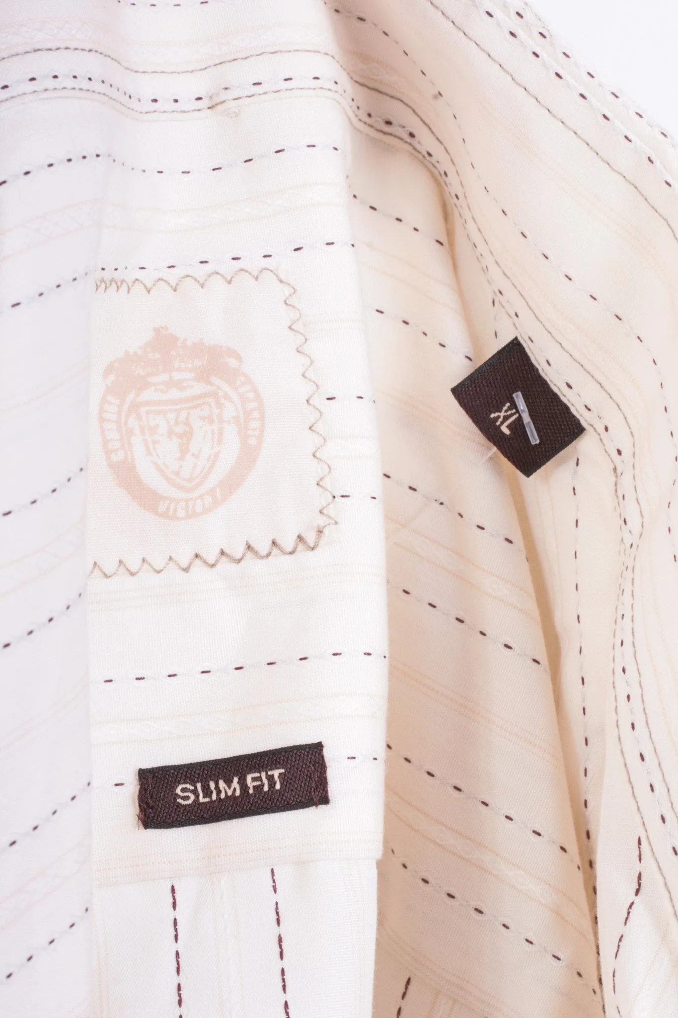 River Island Mens XL Casual Shirt Striped Cream Beige Cotton
